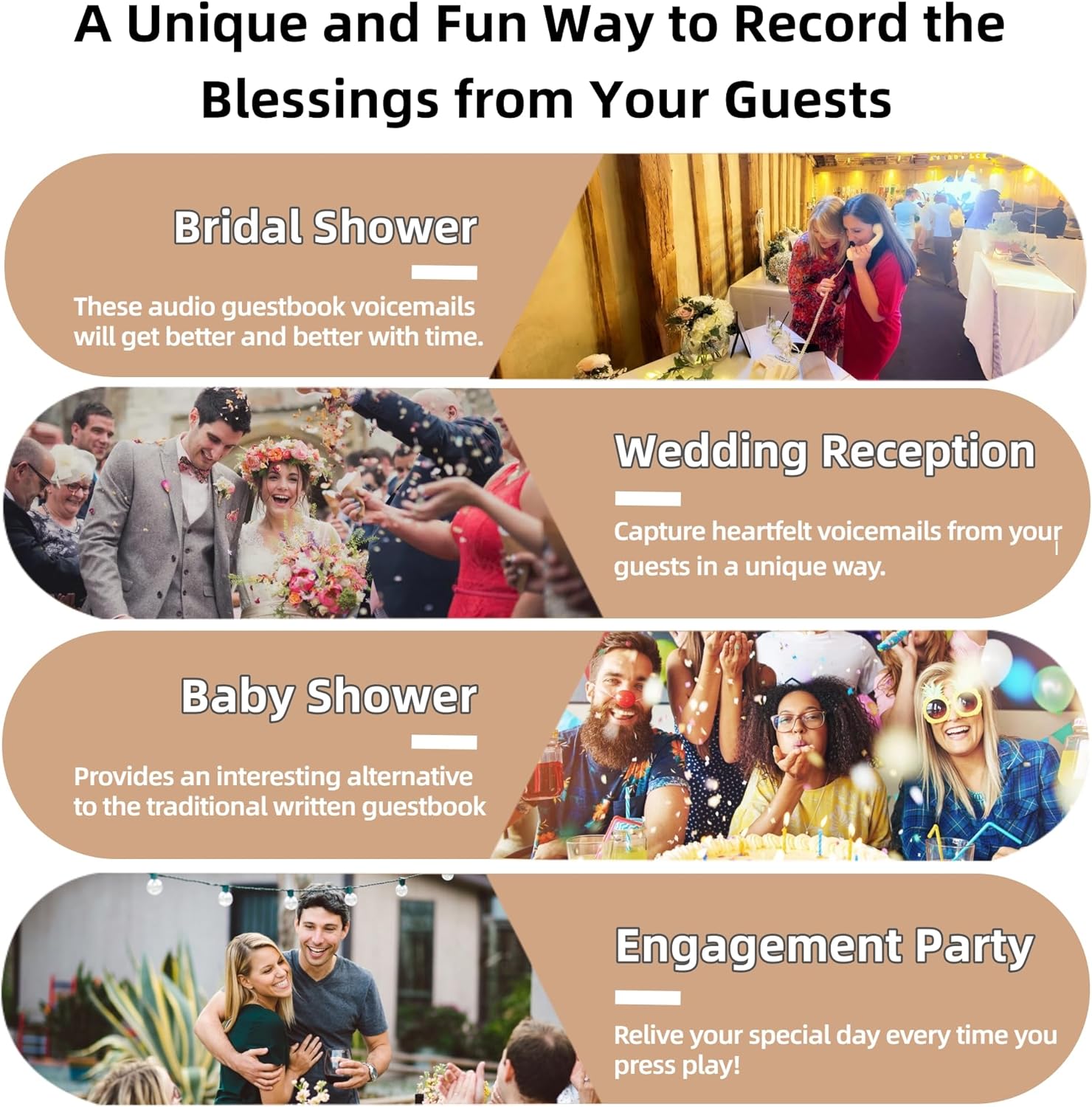RetroVox Audio Guest Book Wedding Phone Guestbook with Voicemail