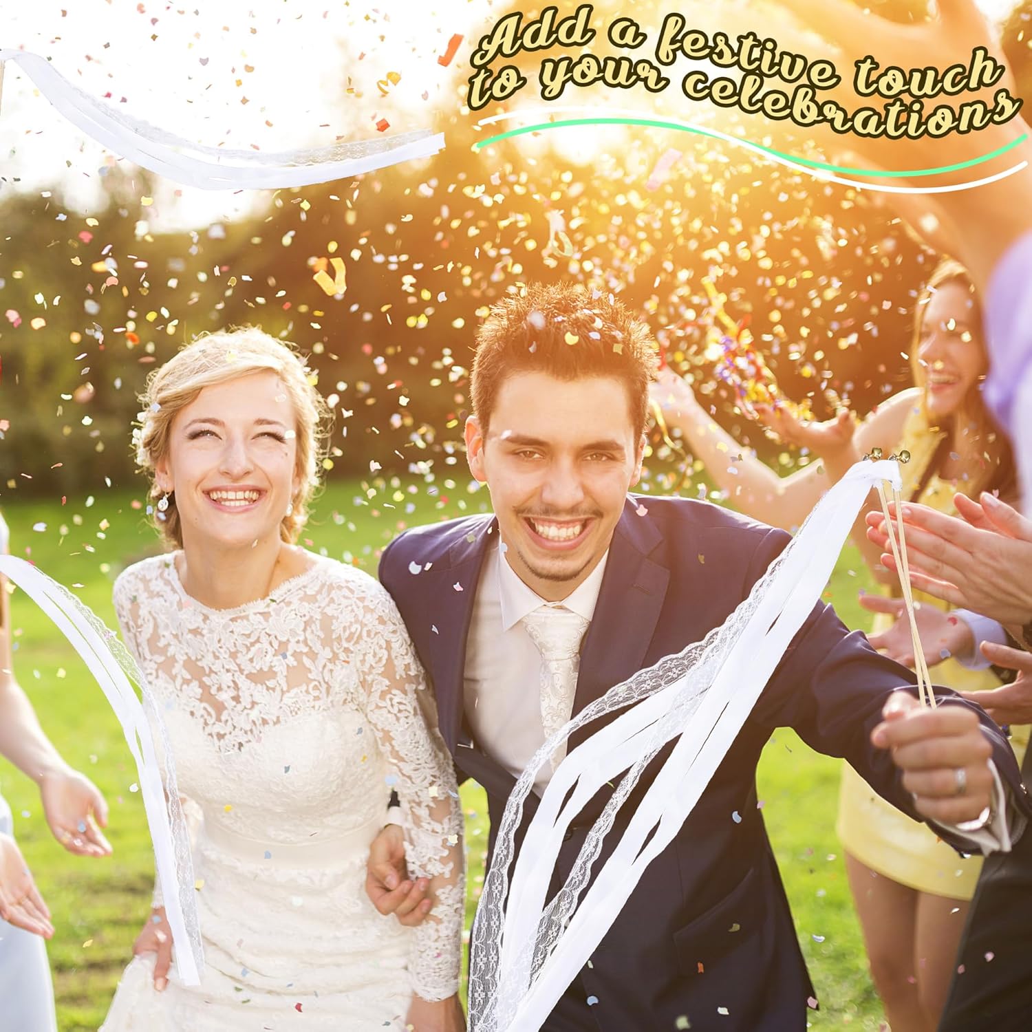 40 Piece Wedding Ribbon Stick With Bell
