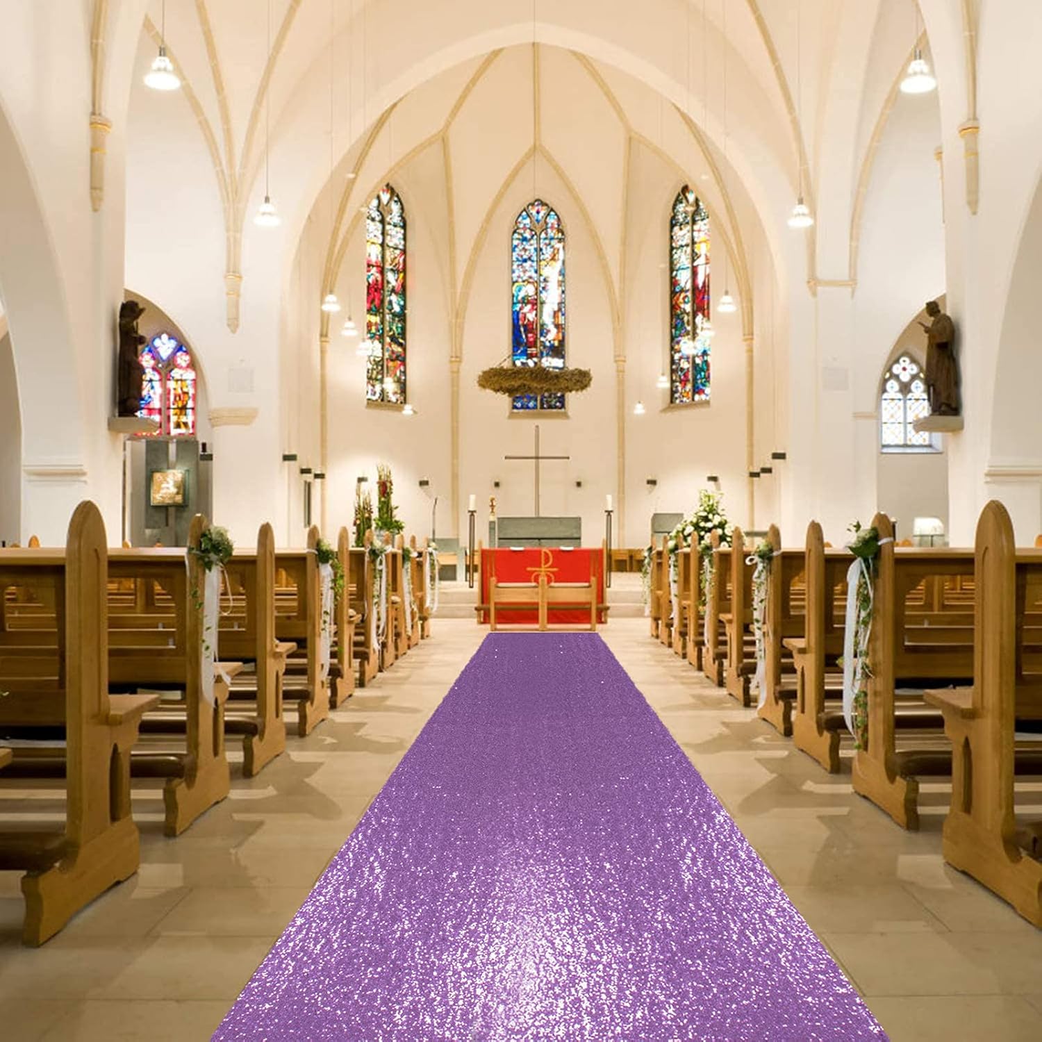 ShiDianYi Lavender Sequin Aisle Runner Wedding 15FT