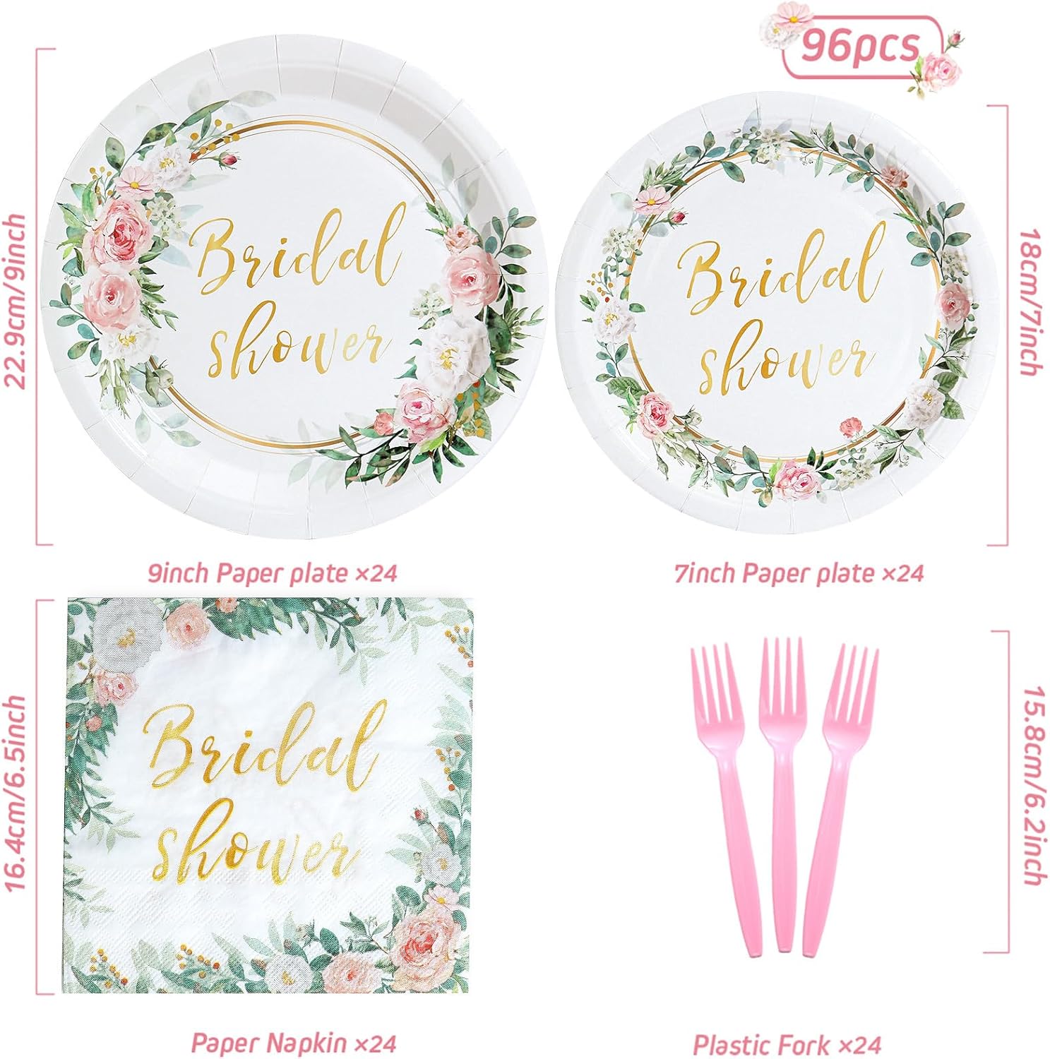Qifu Bridal Shower Tableware Set for 24 Guests