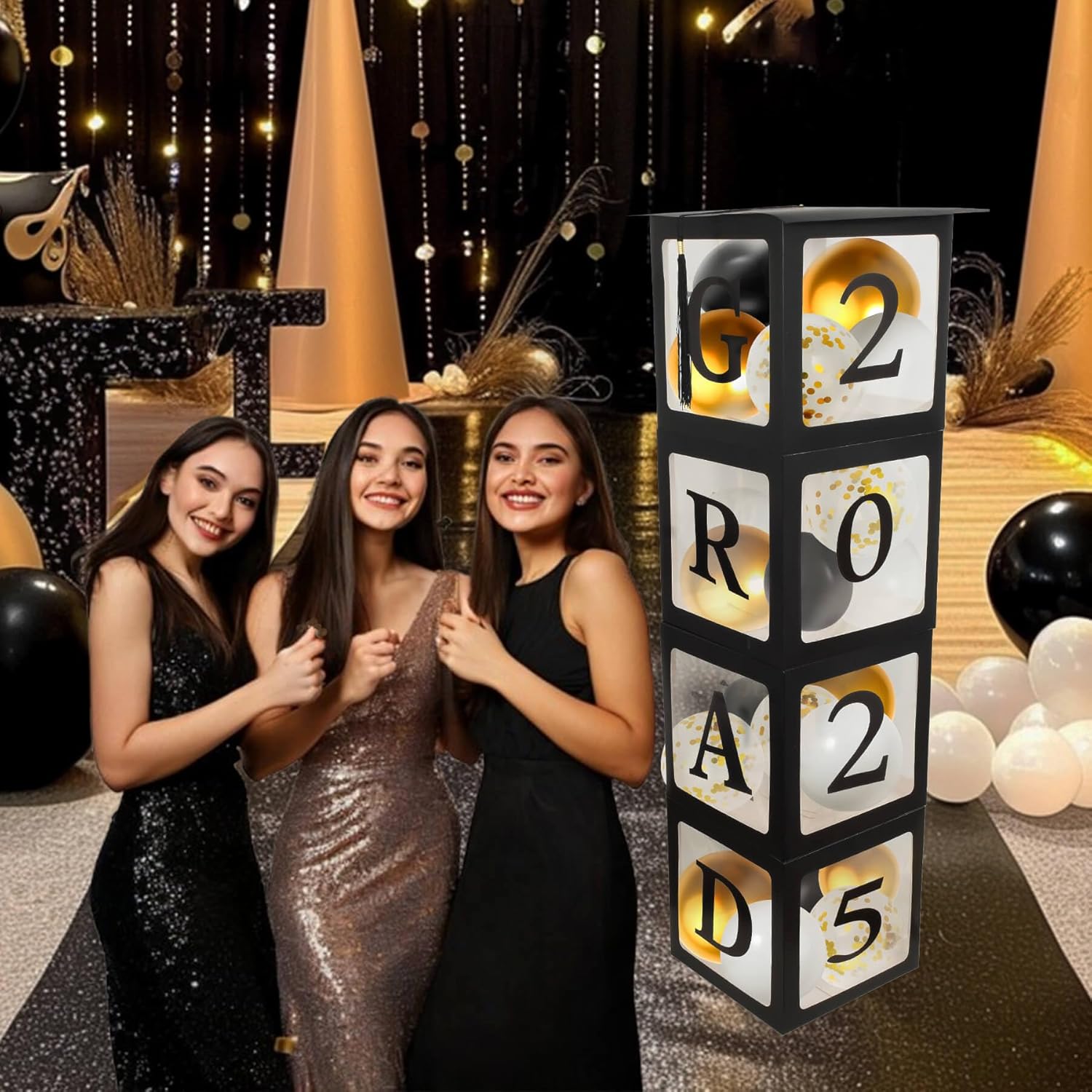 2025 Graduation Decorations Balloon Boxes with Cap Topper Kit