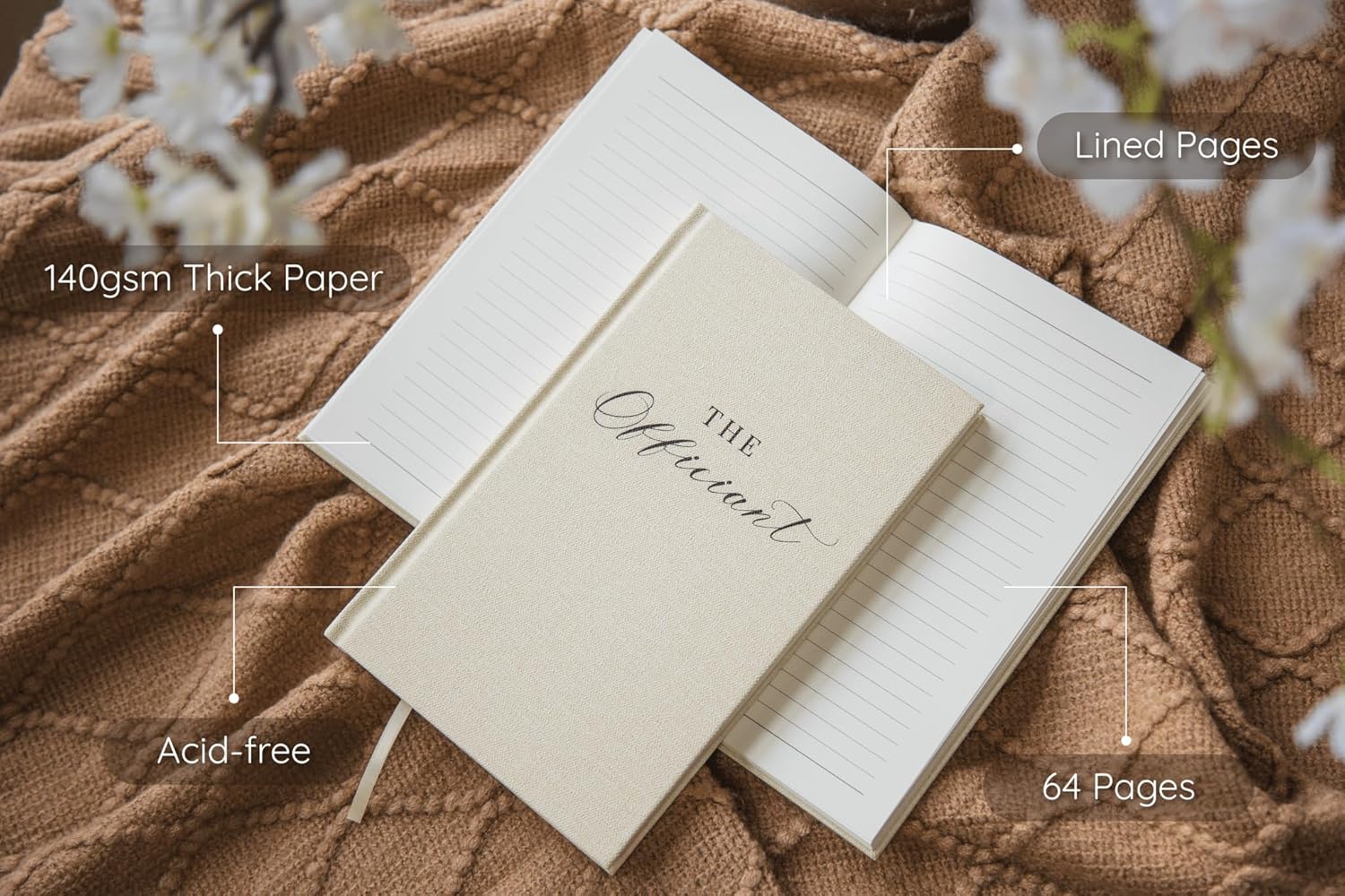 Wedding Officiant Book with Gold Trim and 32 Pages