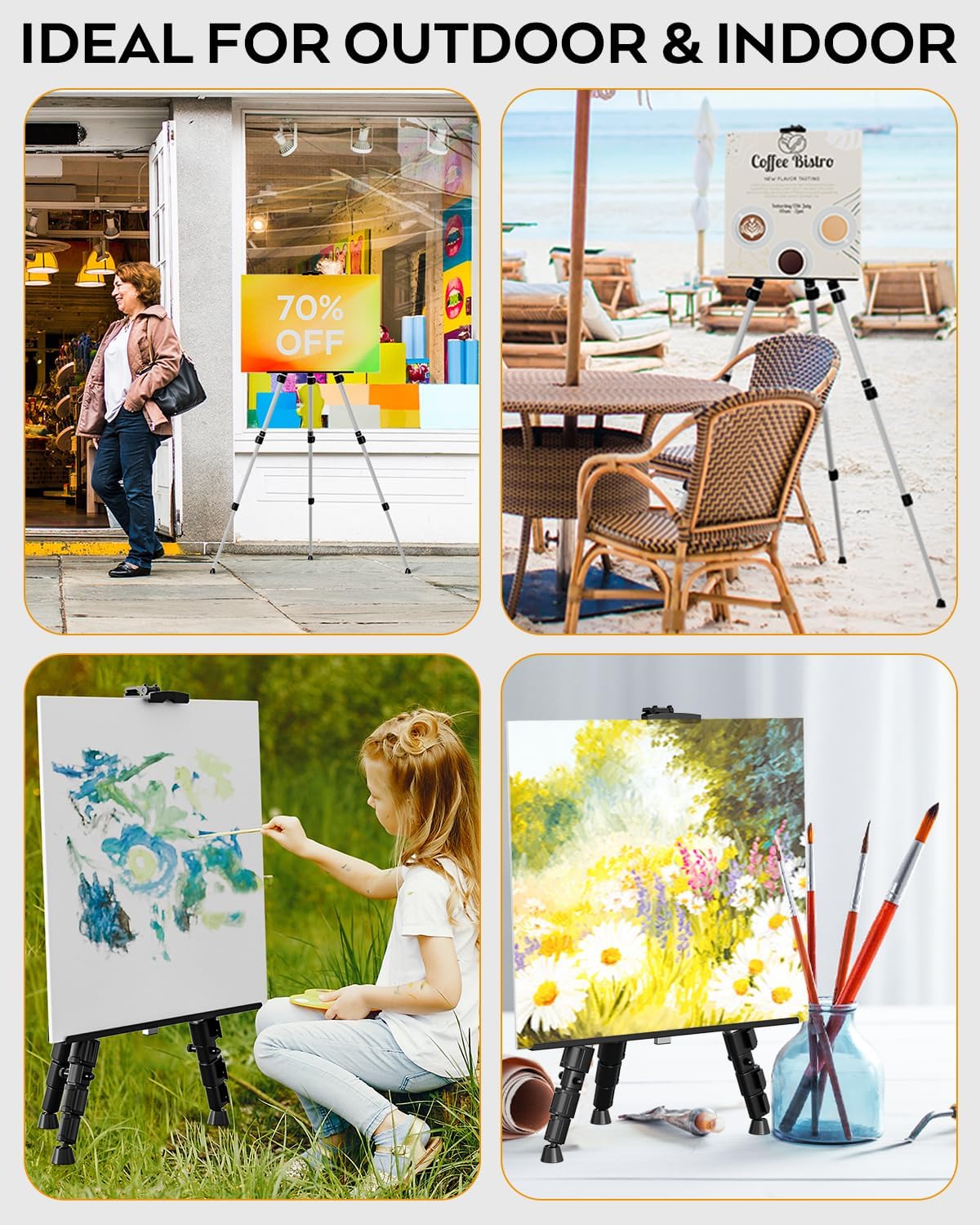 Nicpro 6 Pack Adjustable Aluminum Art Easel