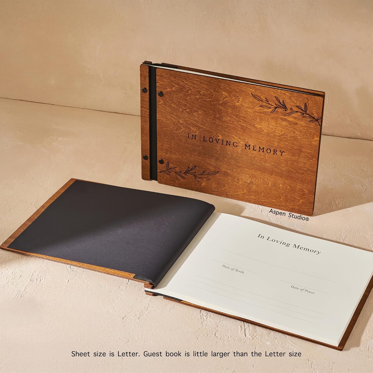 Aspen Studio Funeral Guest Book with Wood Cover