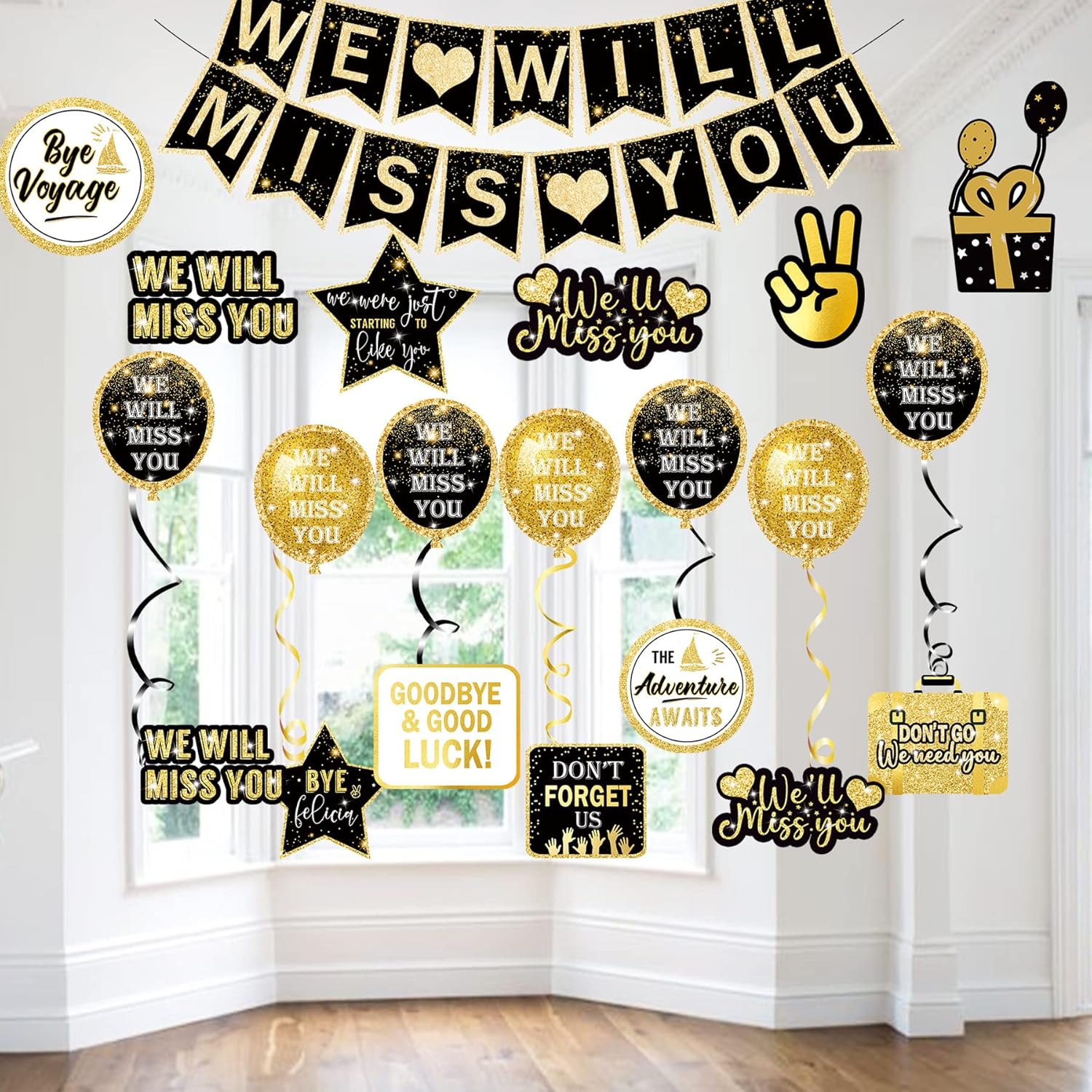 Zohokie Black Gold Farewell Party Decor Kit