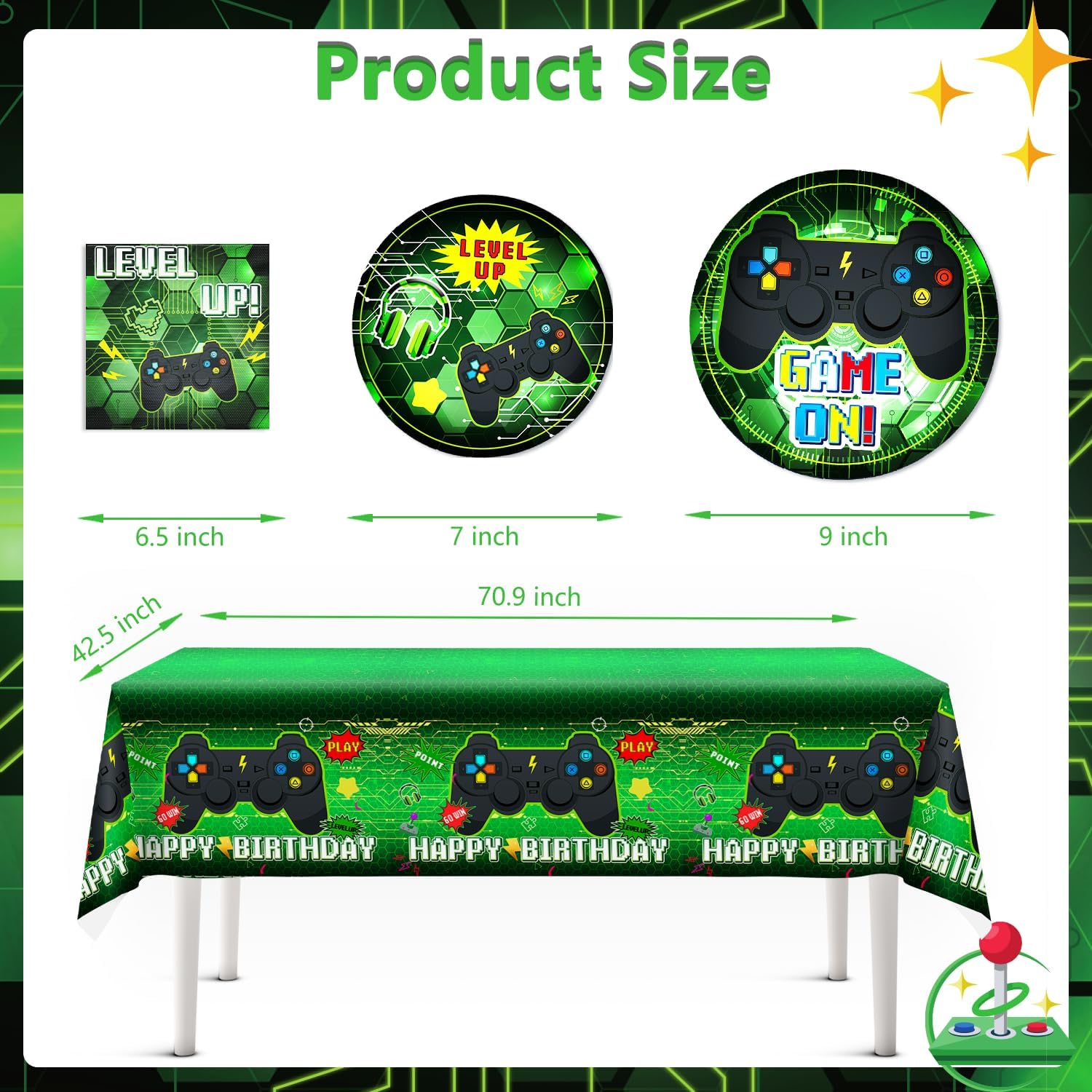 159 Pcs Video Game Birthday Decorations Set Green