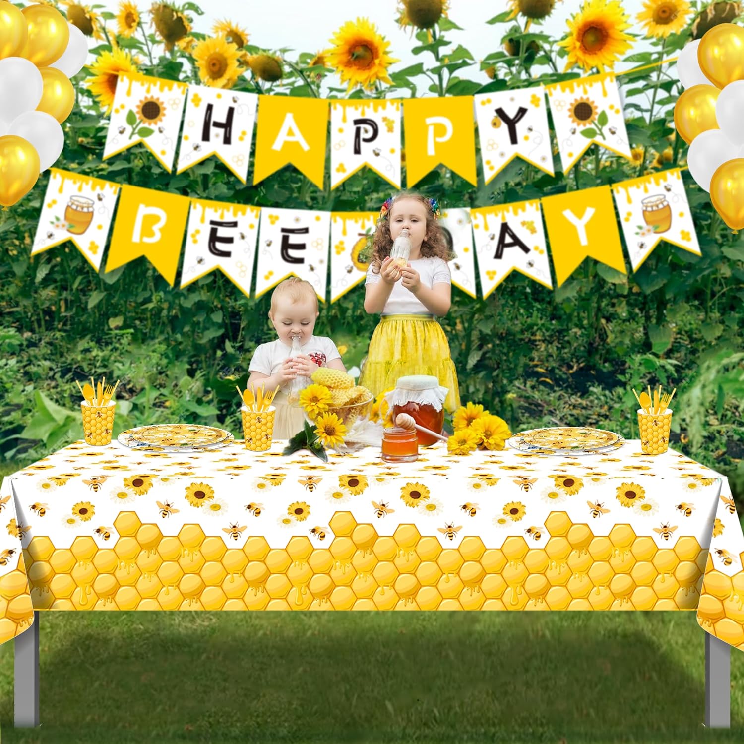 CC HOME Bees Party Tablecloth 54x87 Inch