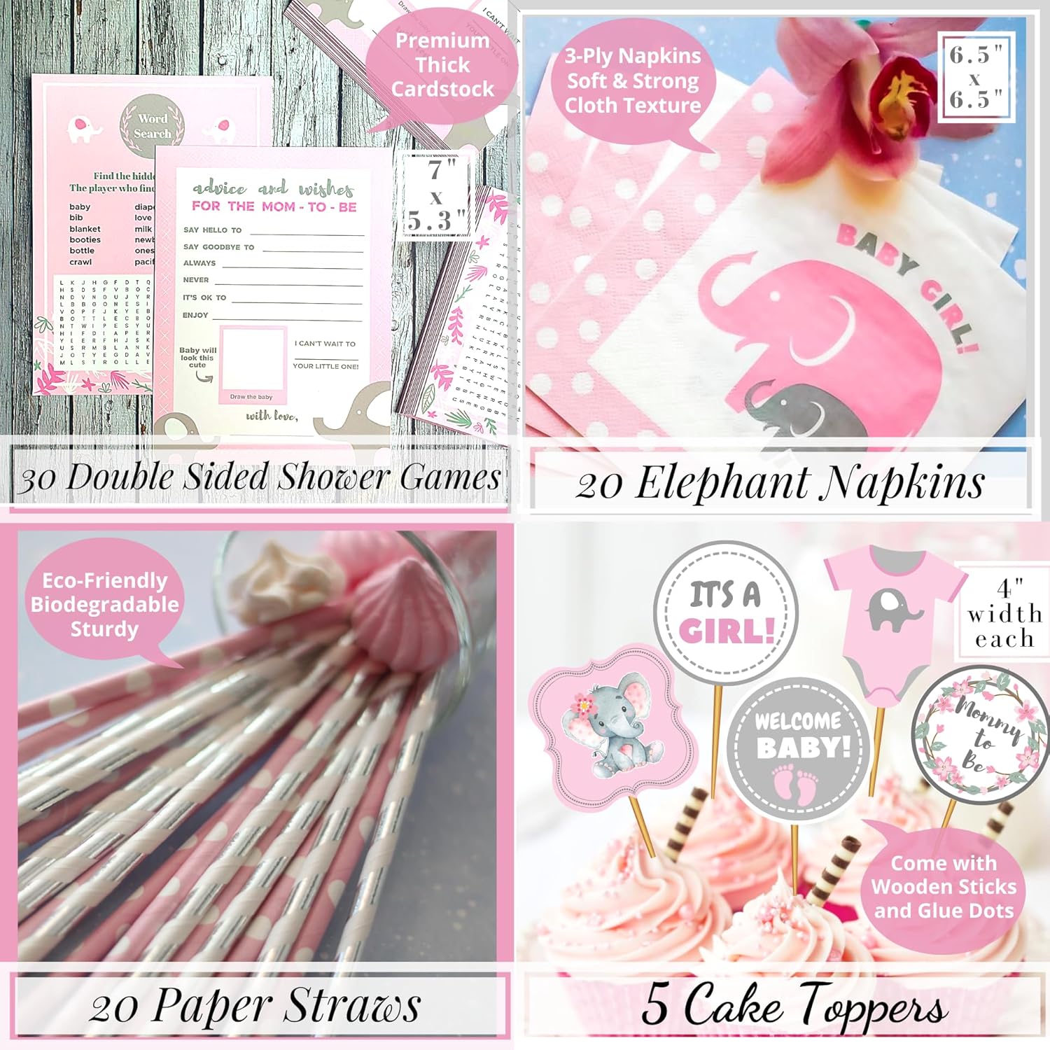RainMeadow 697 PC Premium Elephant Baby Shower Decor Set
