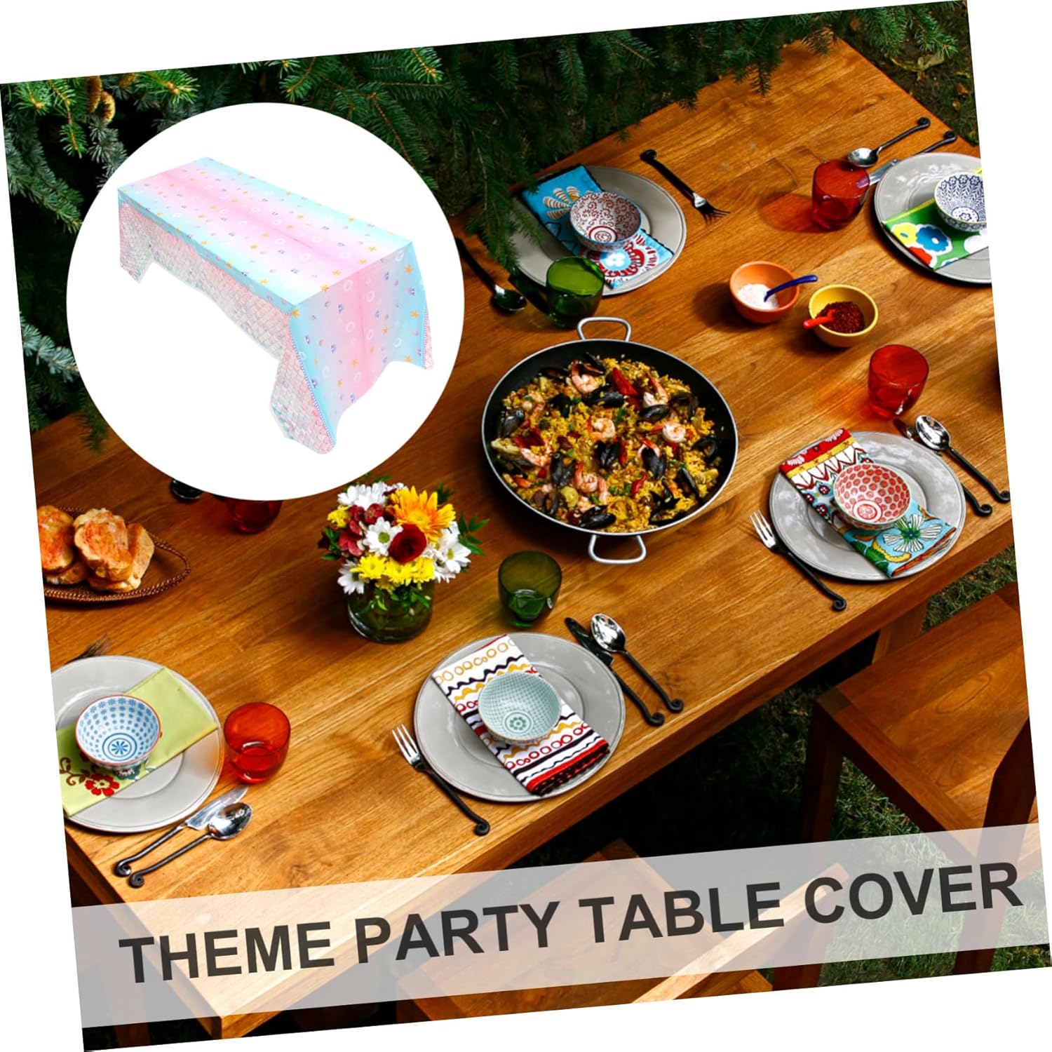 Disposable Mermaid Scale Tablecloth for Birthday Parties