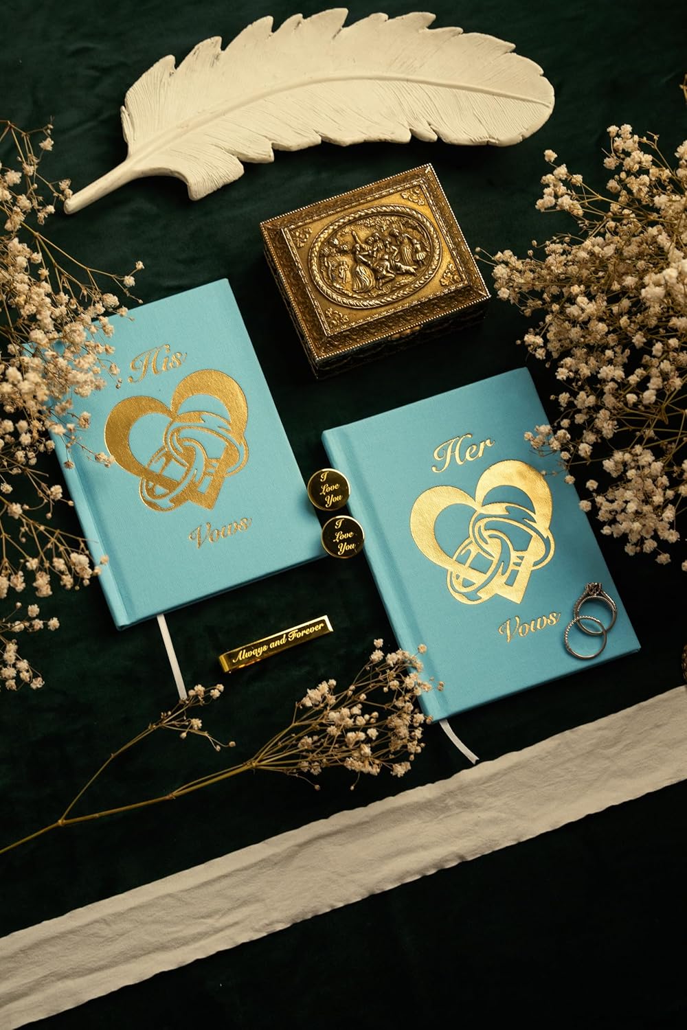 IMPRESS Vow Books His and Hers Wedding Linen Foil Stamped