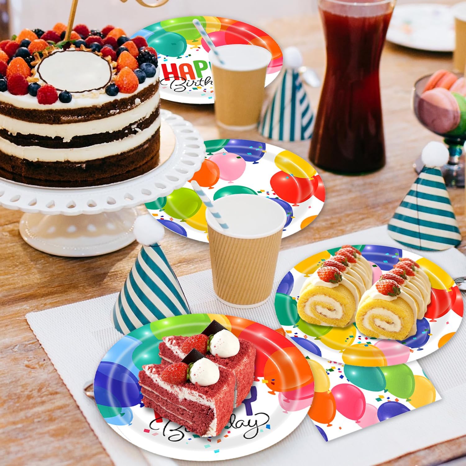 40Pcs Happy Birthday Plates Napkins Set for Kids Party