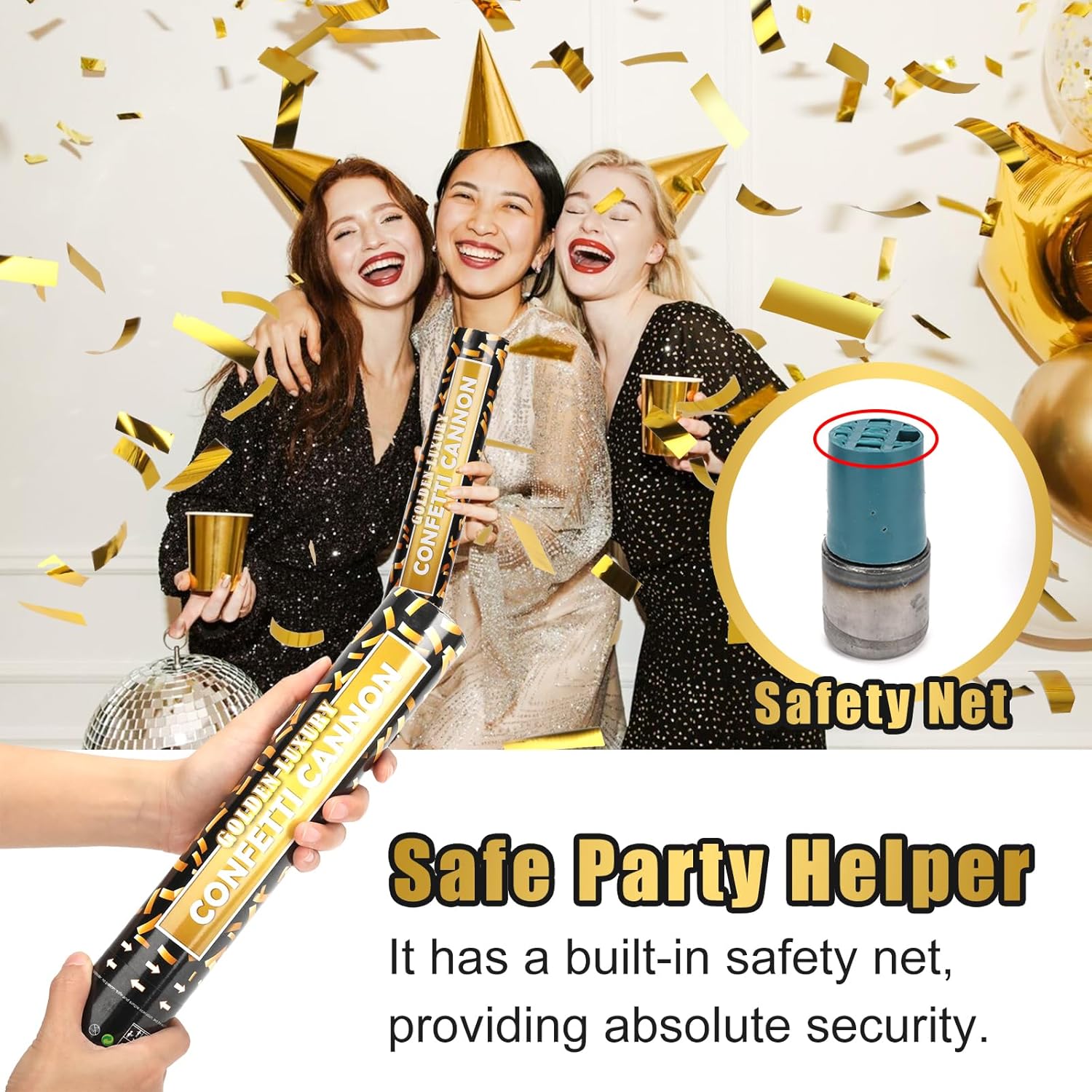 Gold Confetti Cannon 5 Packs 12 Inch Party Poppers
