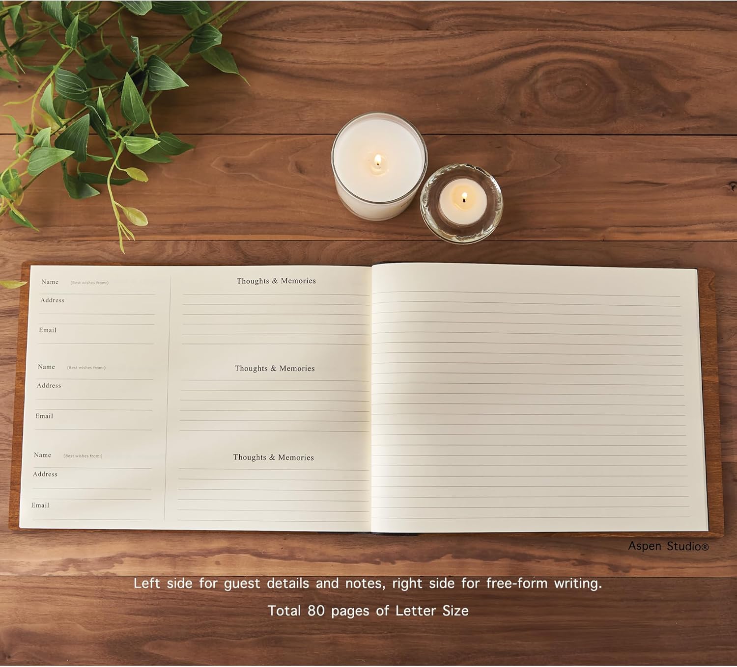 Aspen Studio Funeral Guest Book with Wood Cover