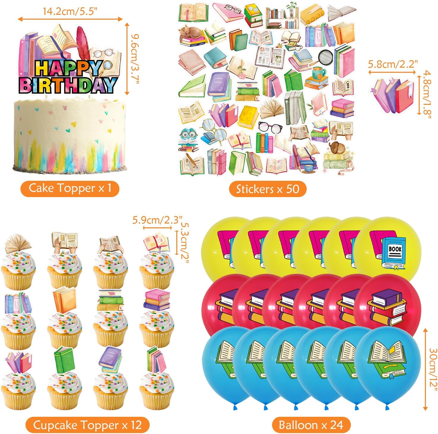 Book Themed Birthday Party Decorations Set