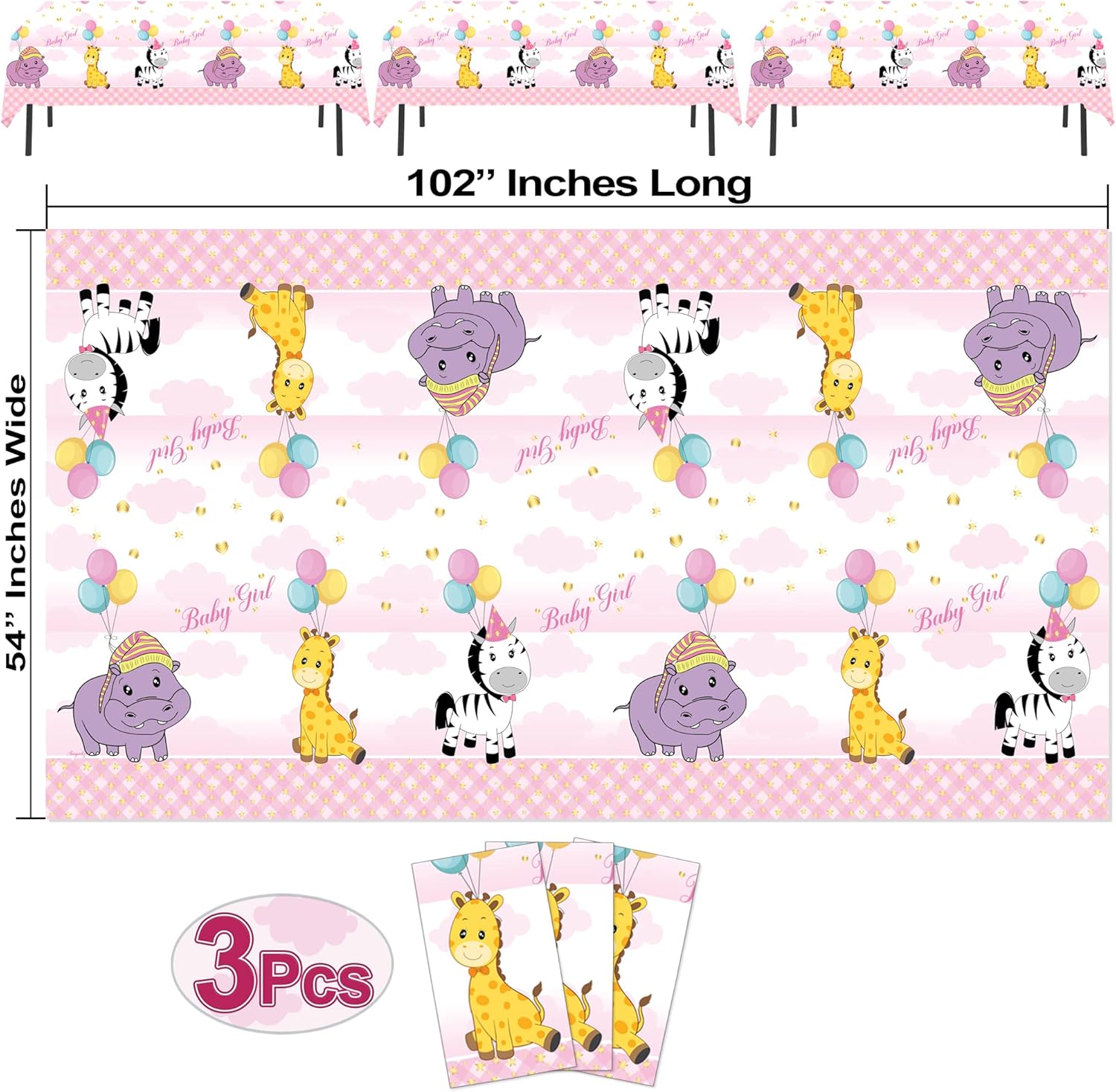 AnapoliZ Baby Girl Tablecloth Set 3 Pcs 54x102