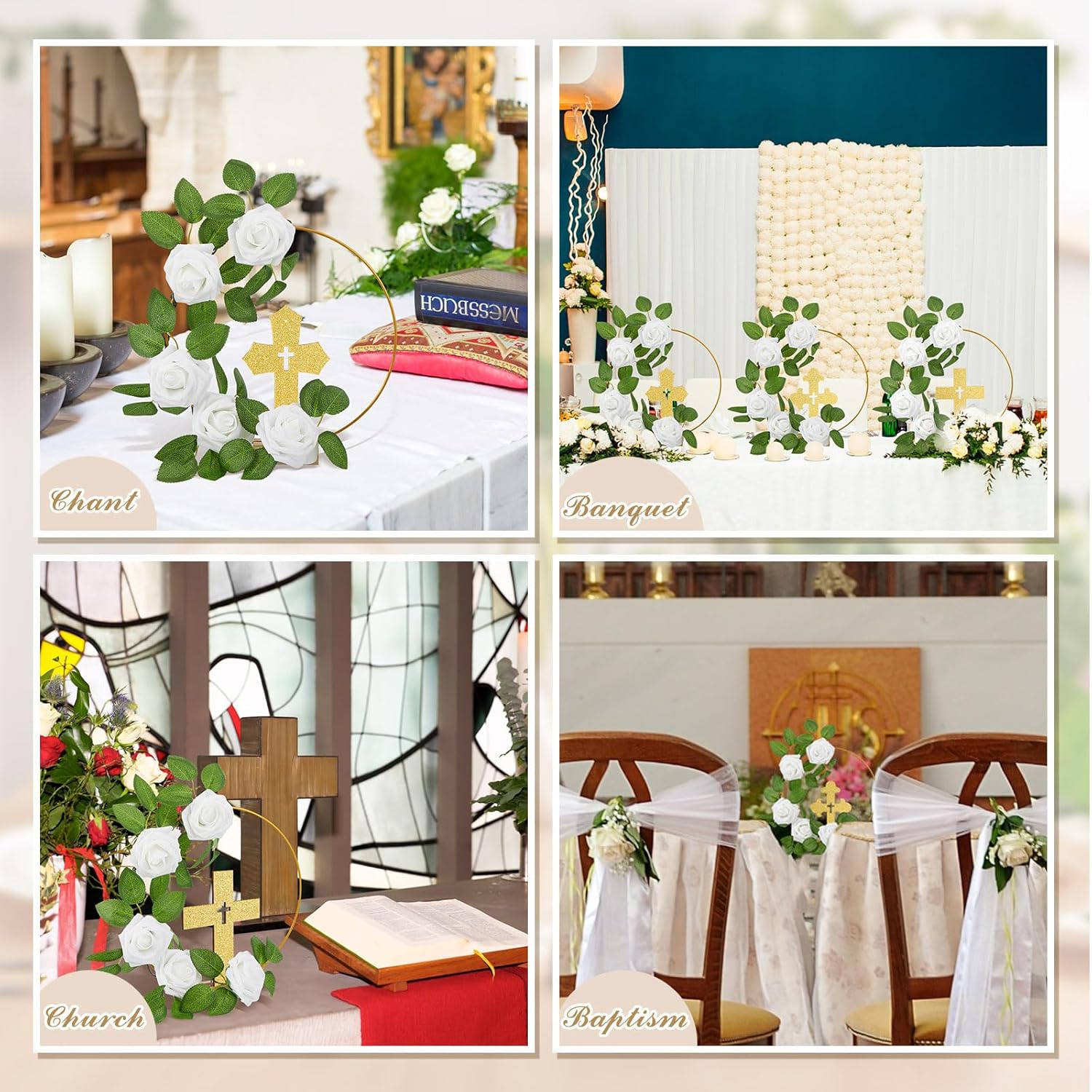 Wesiti 48 Pcs Baptism Centerpiece Table Decoration Set