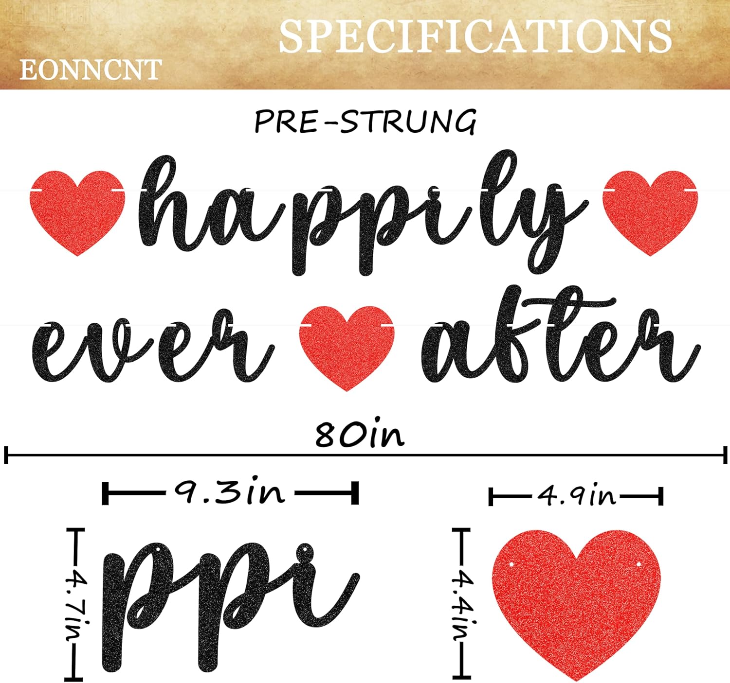 Pre-Strung Happily Ever After Banner for Wedding