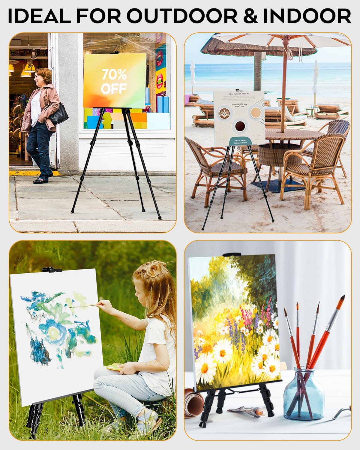 Nicpro 6 Pack Black Aluminum Art Easel Stand