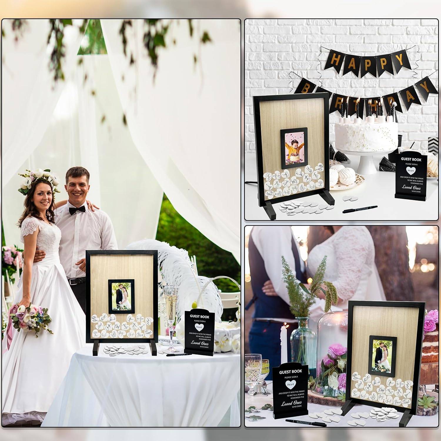 Wedding Guest Book Alternative Black Wood Frame