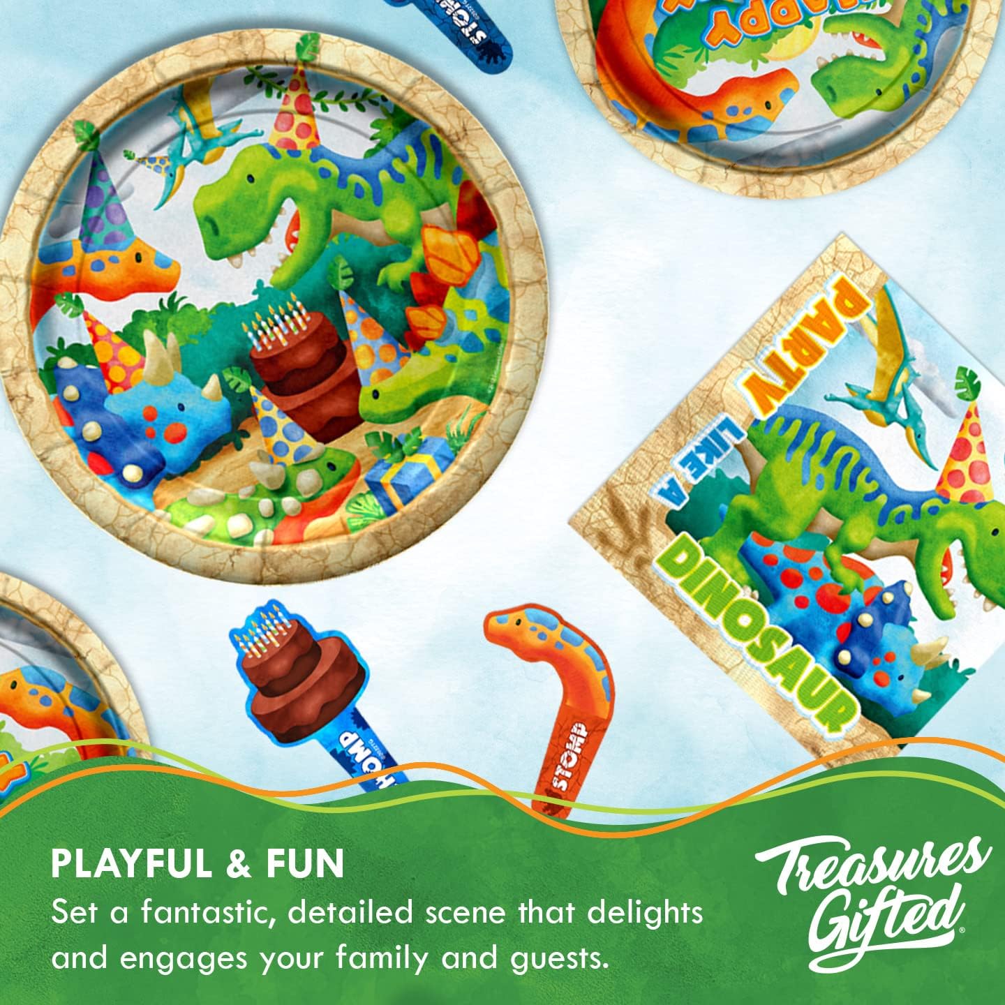 Treasures Gifted Dinosaur Party Supplies for 24 Guests