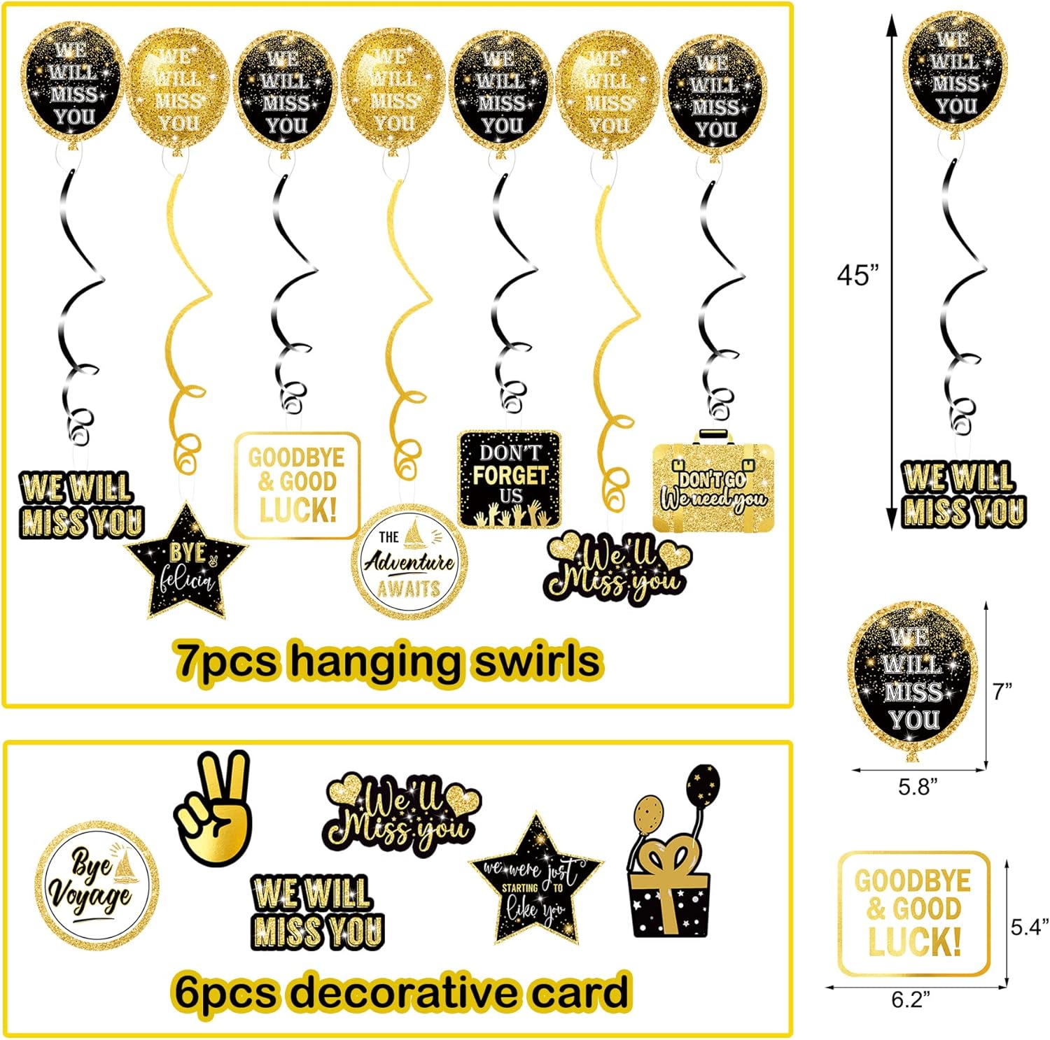 Zohokie Black Gold Farewell Party Decor Kit
