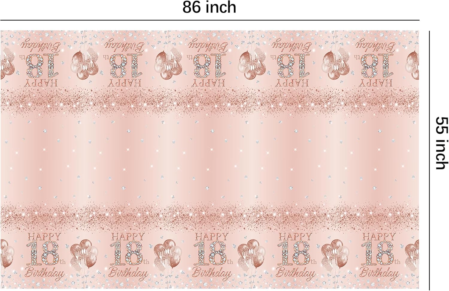 HIPVVILD 18th Birthday Tablecloth Set 3 Pack Rose Gold