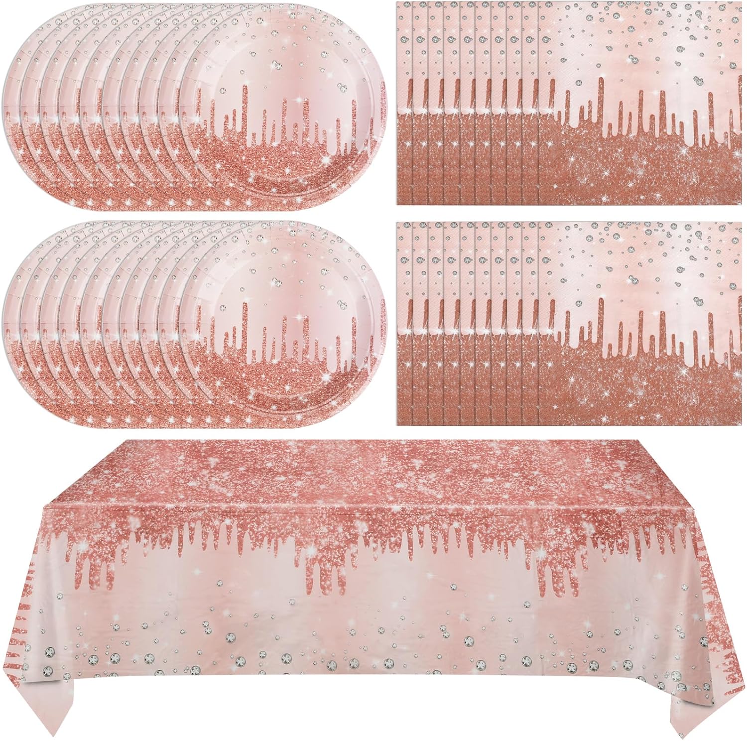 Pink Rose Gold Birthday Party Decor Set for Women