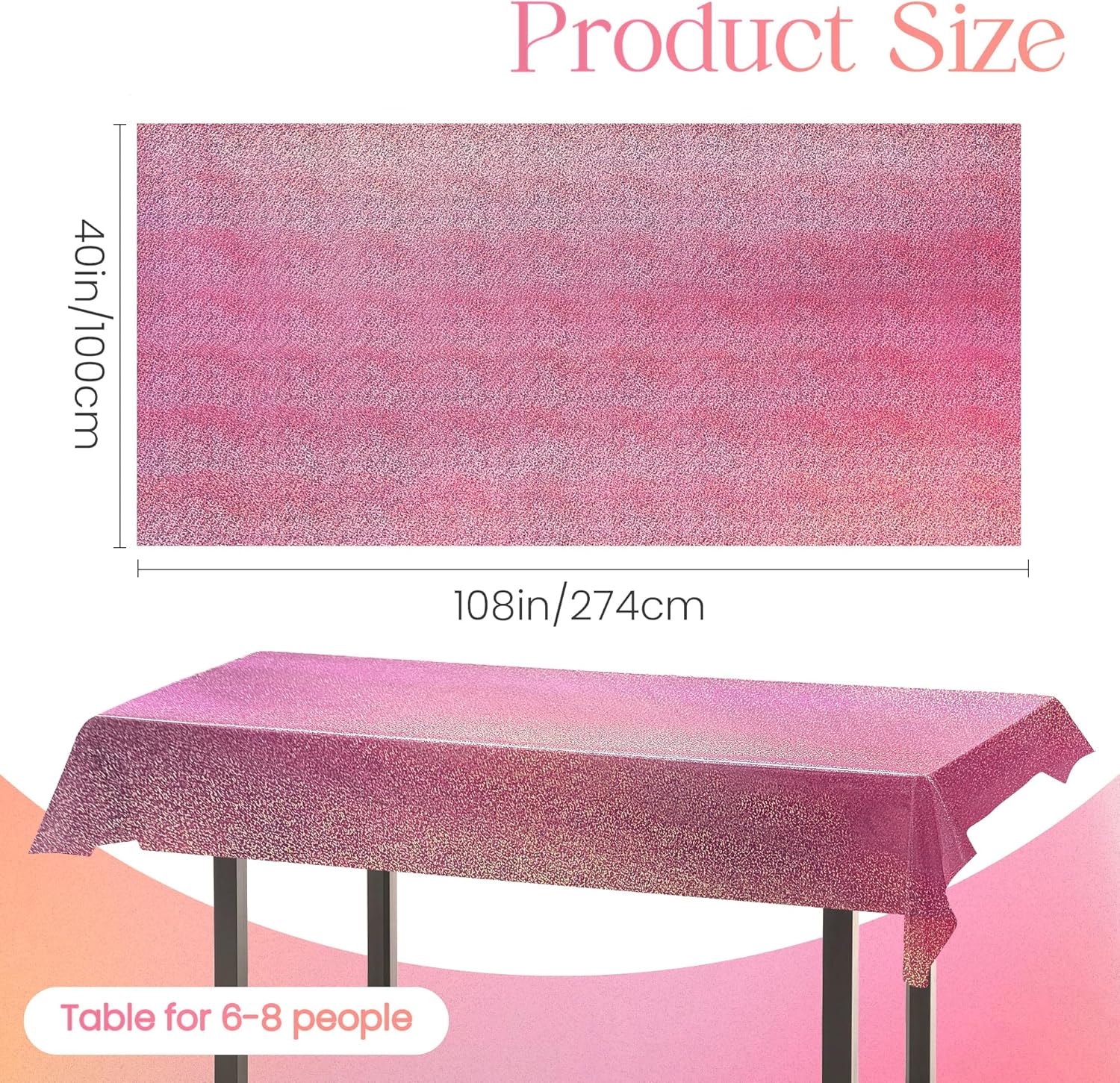 4 pcs Pink Holographic Laser Tablecloths for Party Decor