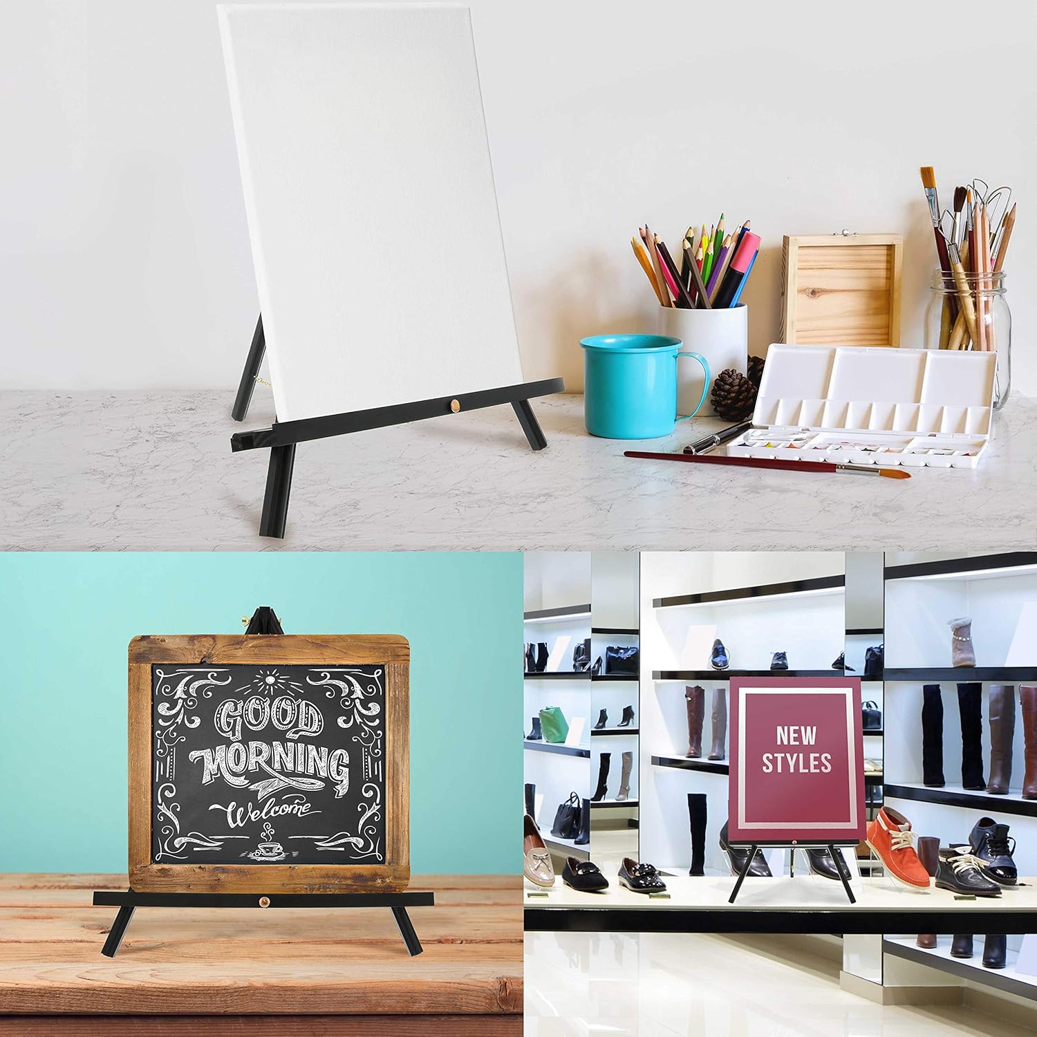 US Art Supply 16 Inch Black Wood Easel 4 Pack