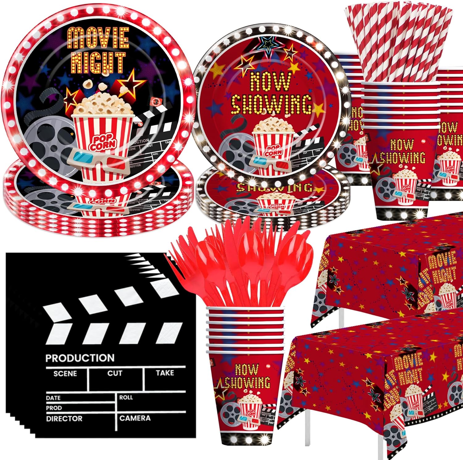Movie Night Party Decorations Tableware Set Serves 24