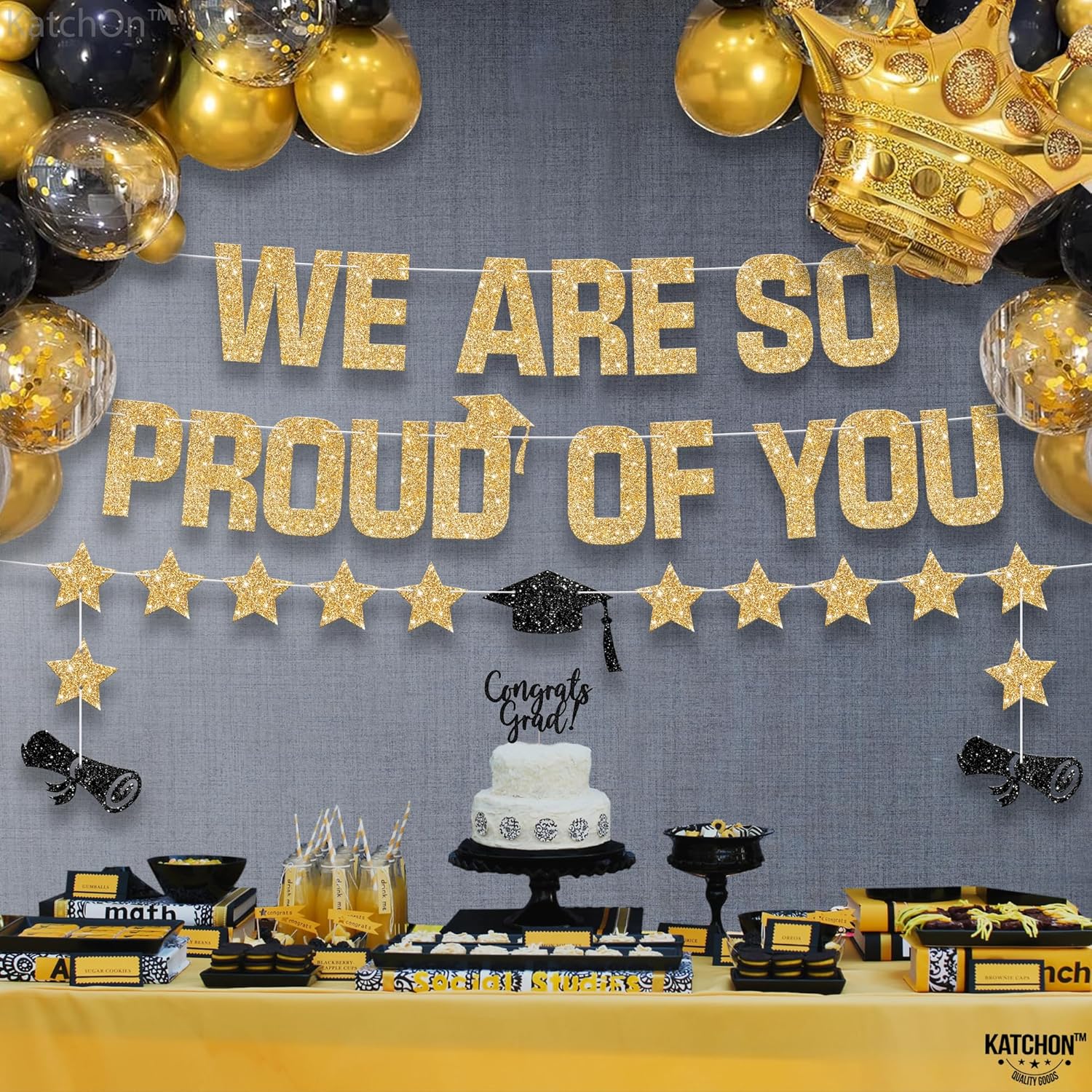 KatchOn Glitter Gold We Are So Proud of You Banner 10 Feet
