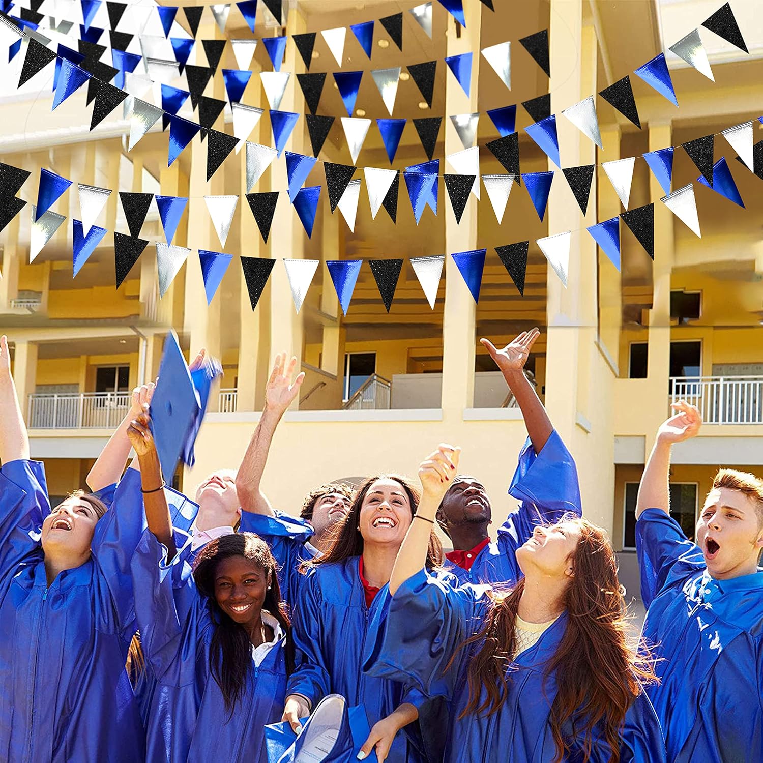 30 Ft Royal Blue Triangle Flag Bunting for Parties