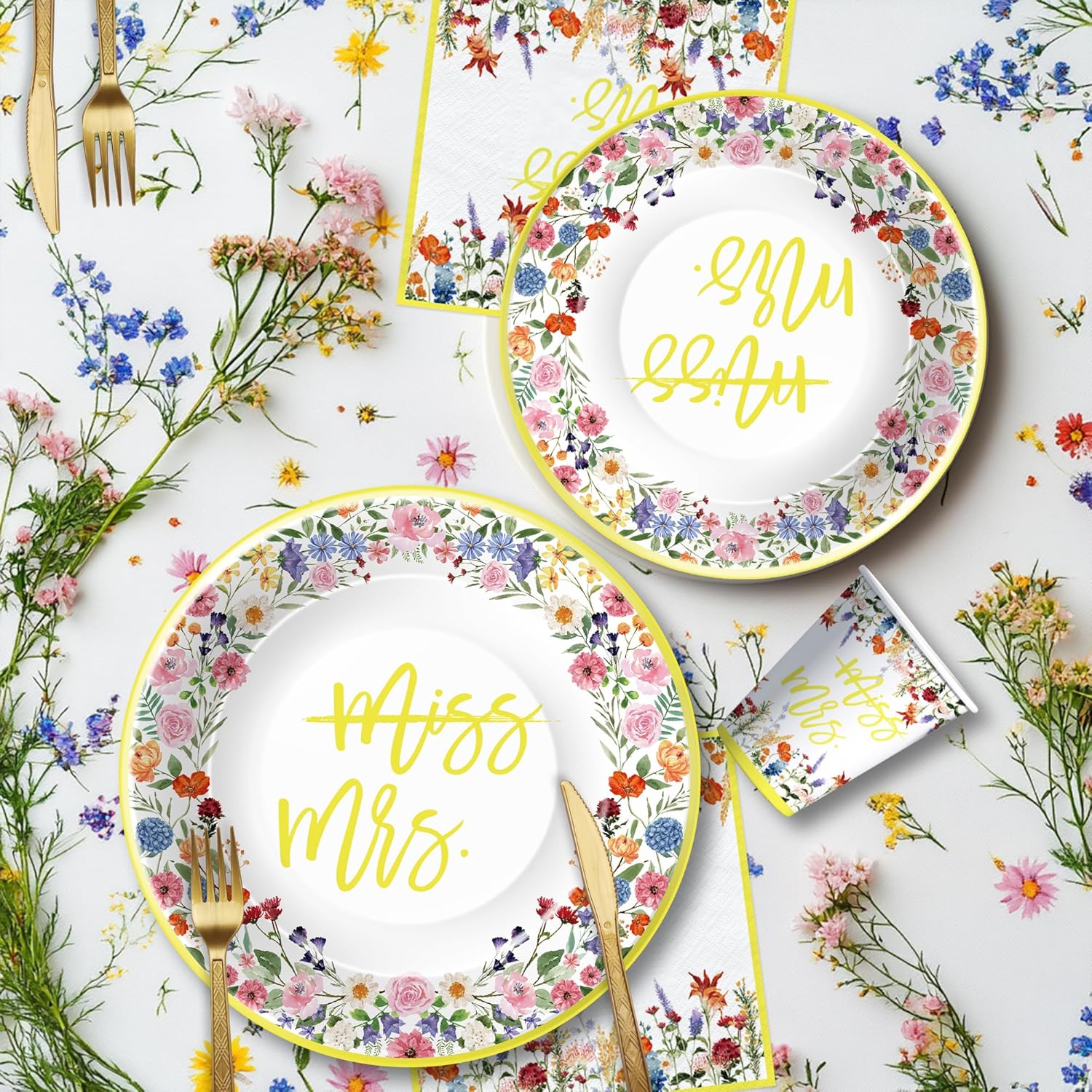 Wildflower Bridal Shower Decorations Set for 24 Guests