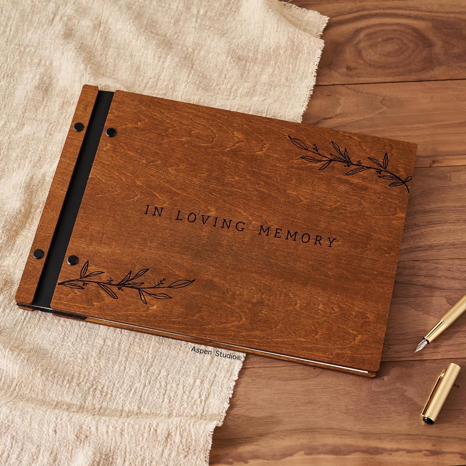 Aspen Studio Funeral Guest Book with Wood Cover