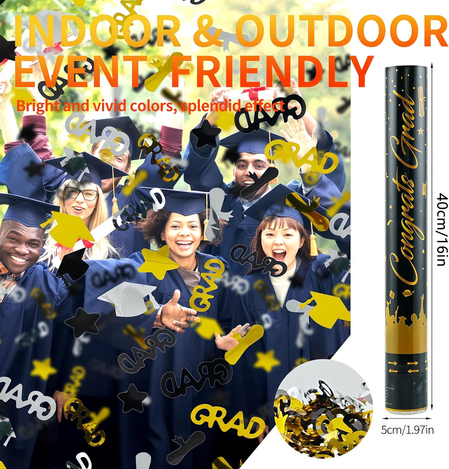 16 Inch Graduation Confetti Poppers 2 Pack