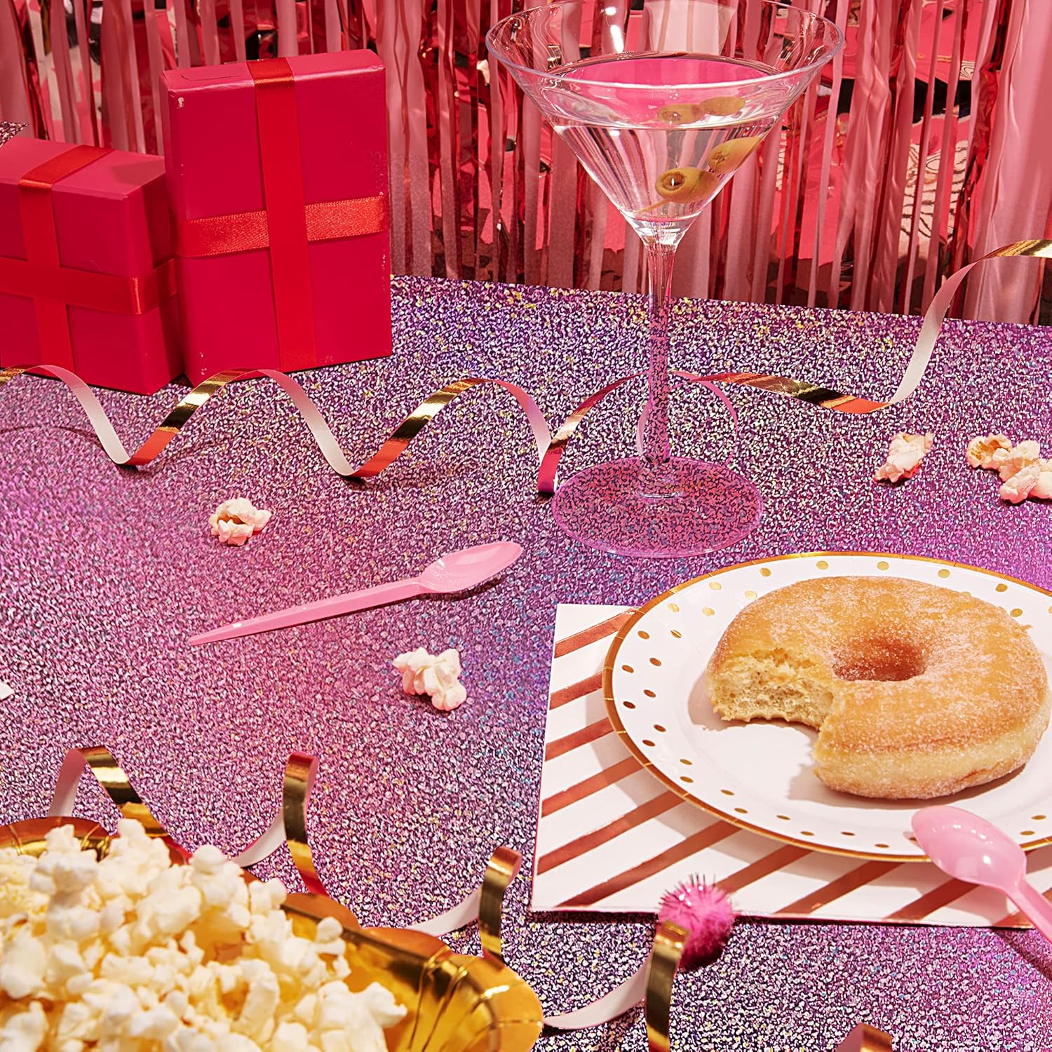 4 pcs Pink Holographic Laser Tablecloths for Party Decor
