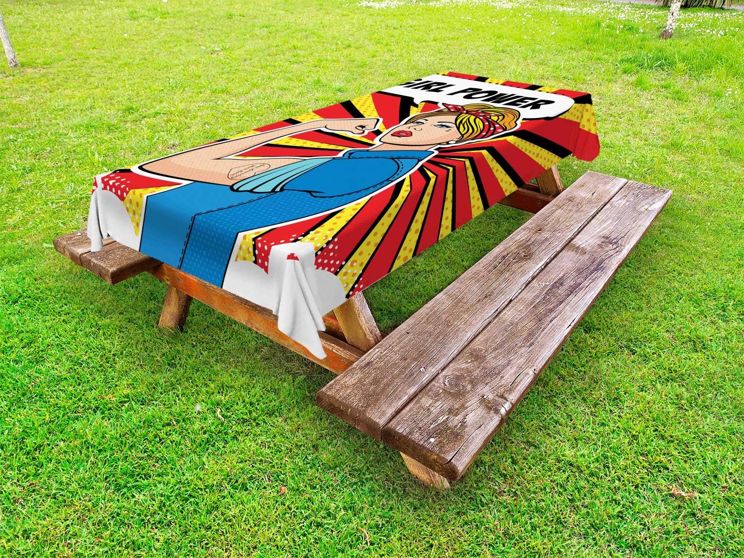 Ambesonne Girl Power Outdoor Tablecloth 58x104 Multicolor