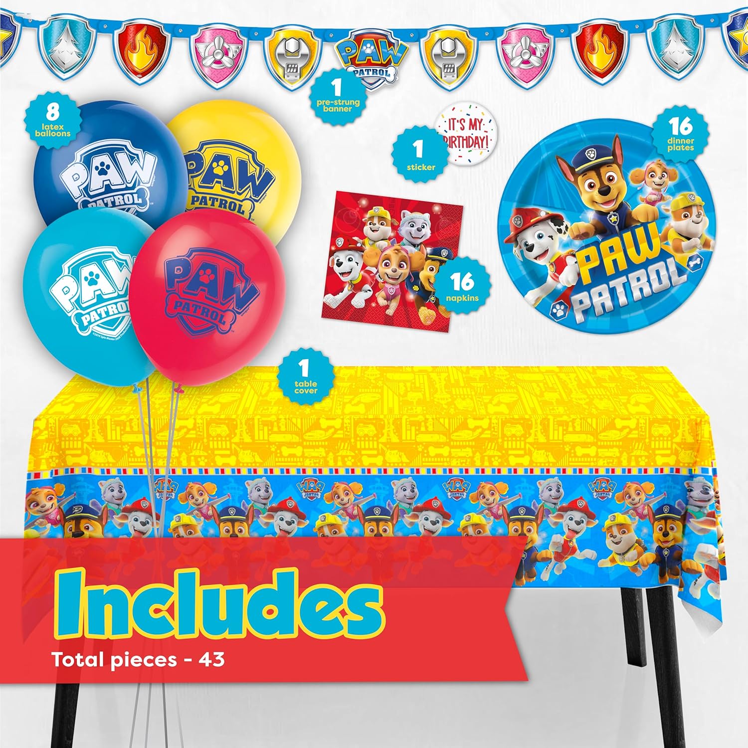 Paw Patrol Birthday Decorations for 16 Guests