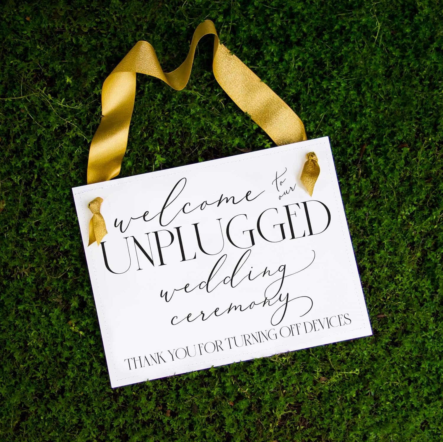 Welcome to Our Unplugged Wedding Ceremony Sign - 11x85 Inches