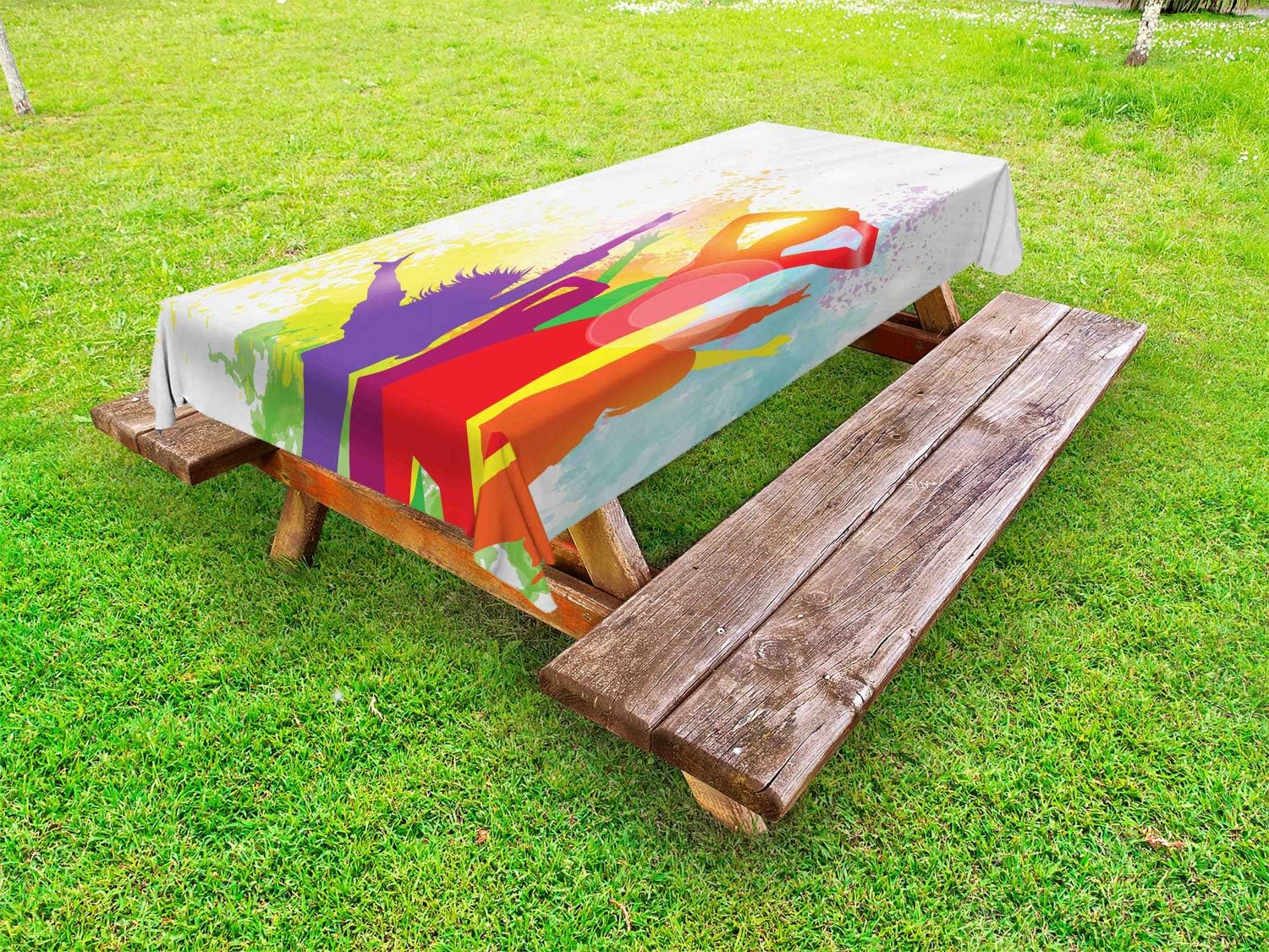 Ambesonne Retro 58x104 Tablecloth Multicolor Waterproof