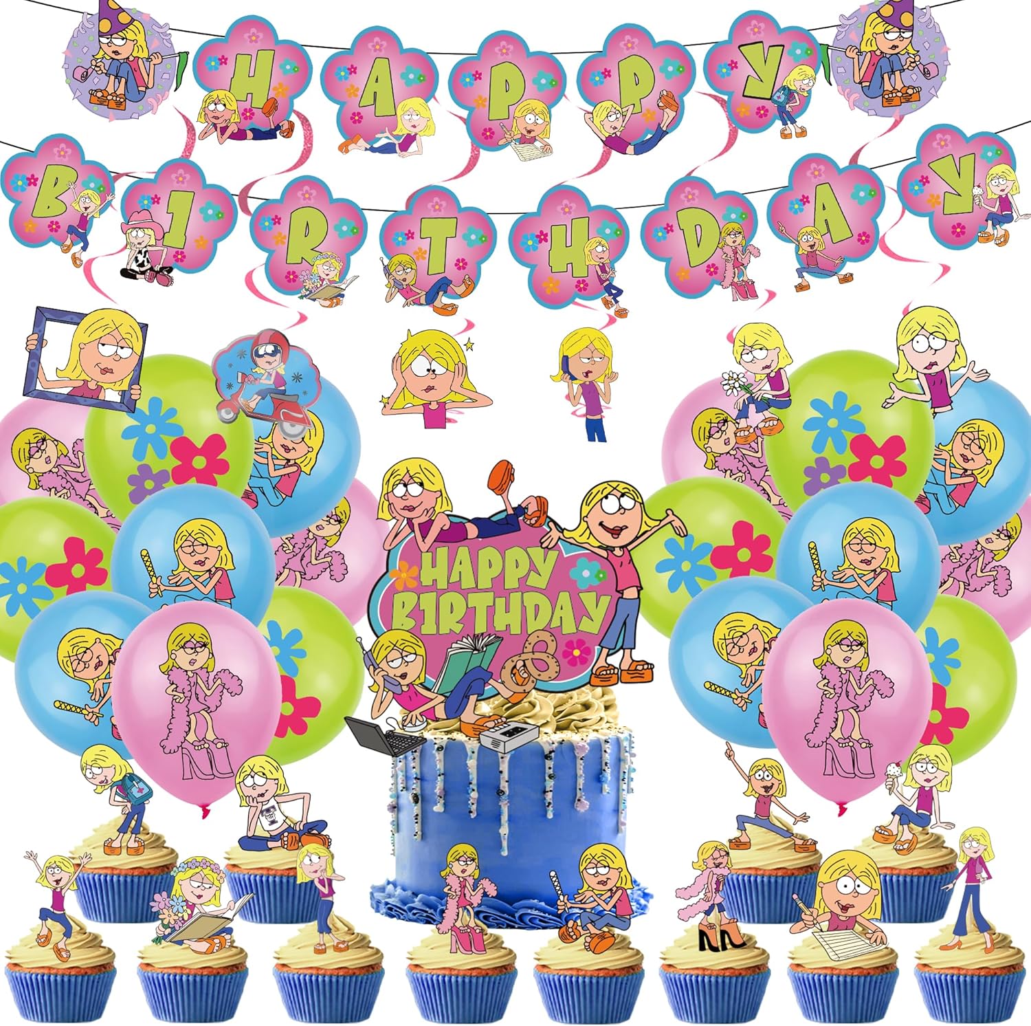 Cartoon Girls Birthday Party Decoration Kit