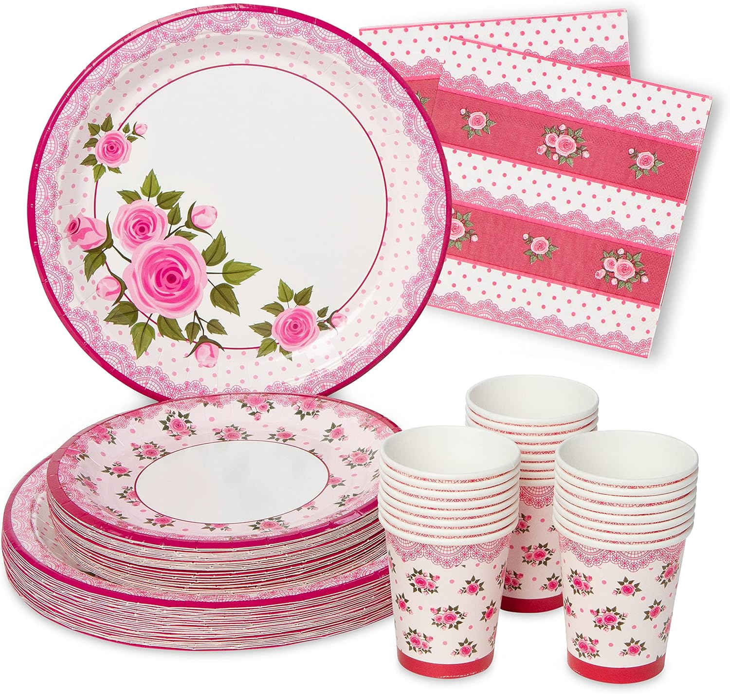 Royal Bluebonnet Floral Paper Plates and Napkins Set of 24