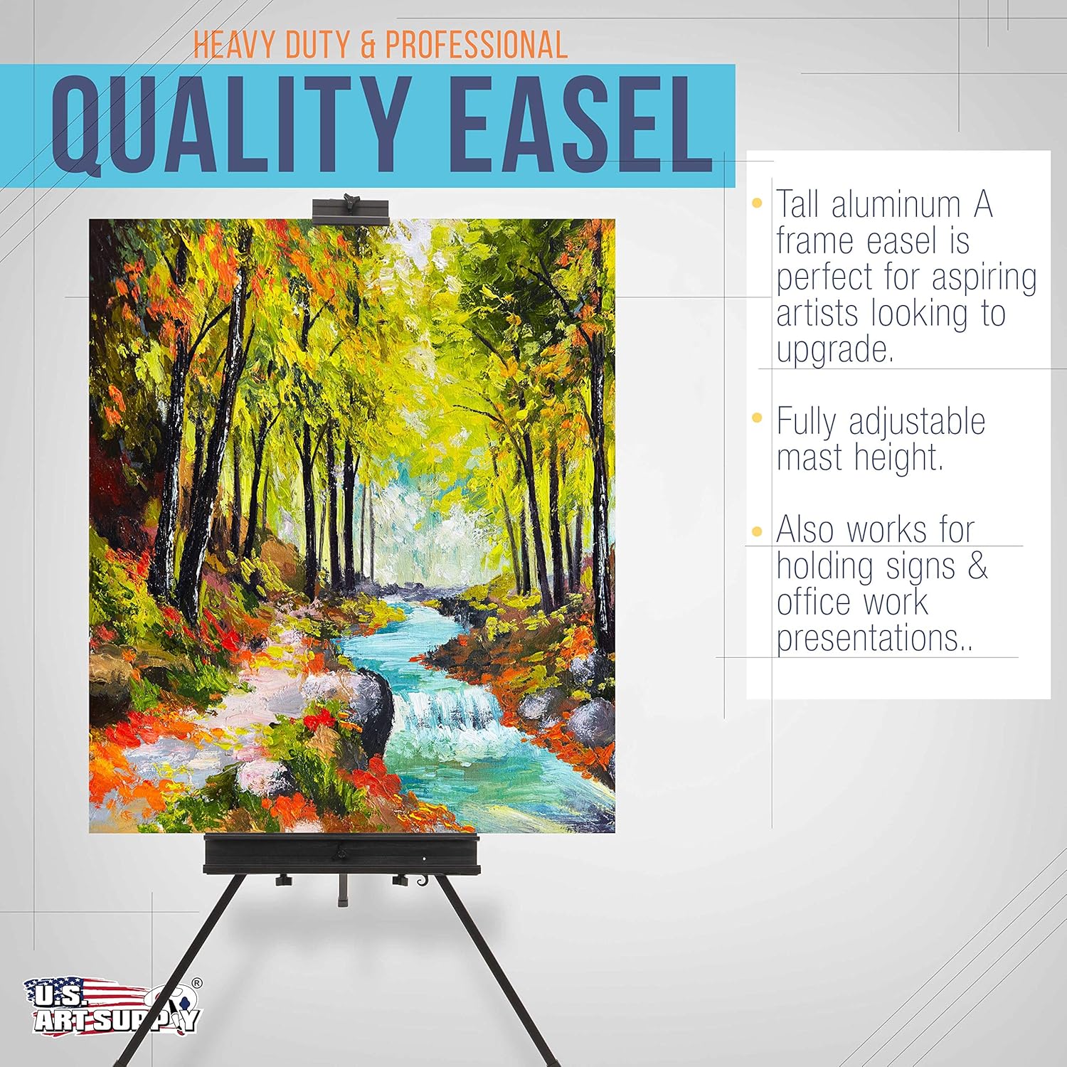US Art Supply Heavy-Duty 69 Aluminum Studio Easel Stand