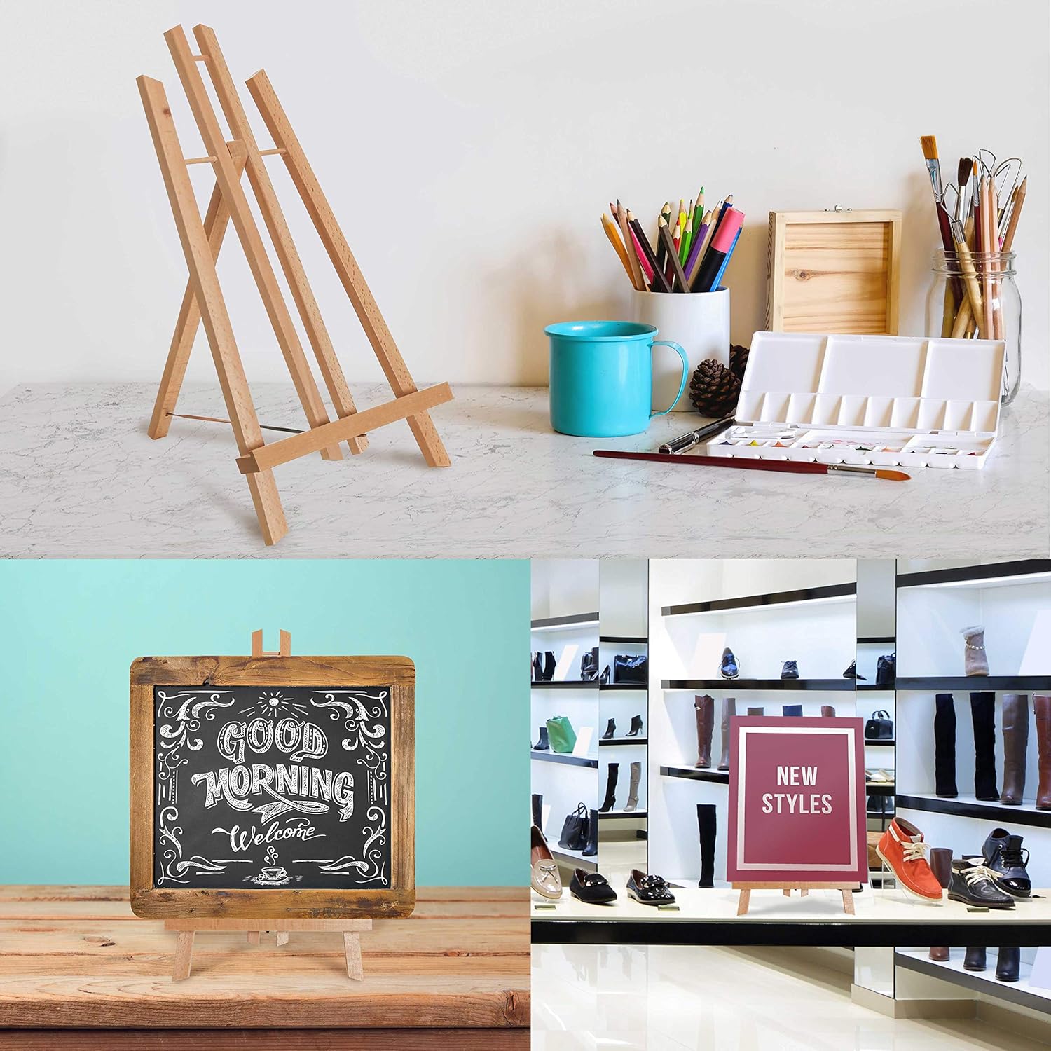 US Art Supply 14 Inch Medium Folding Table Easel Pack of 6