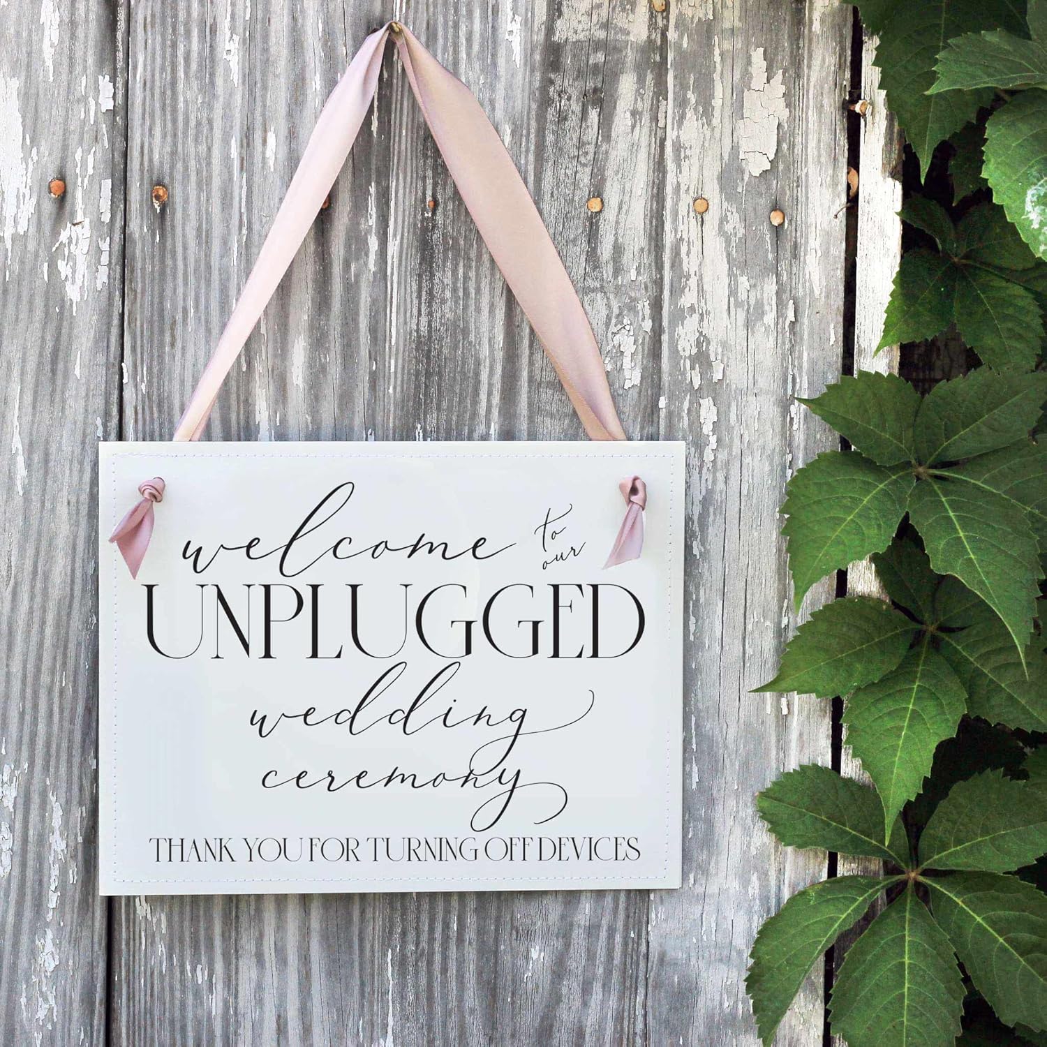 Welcome to Our Unplugged Wedding Ceremony Sign - 11x85 Inches