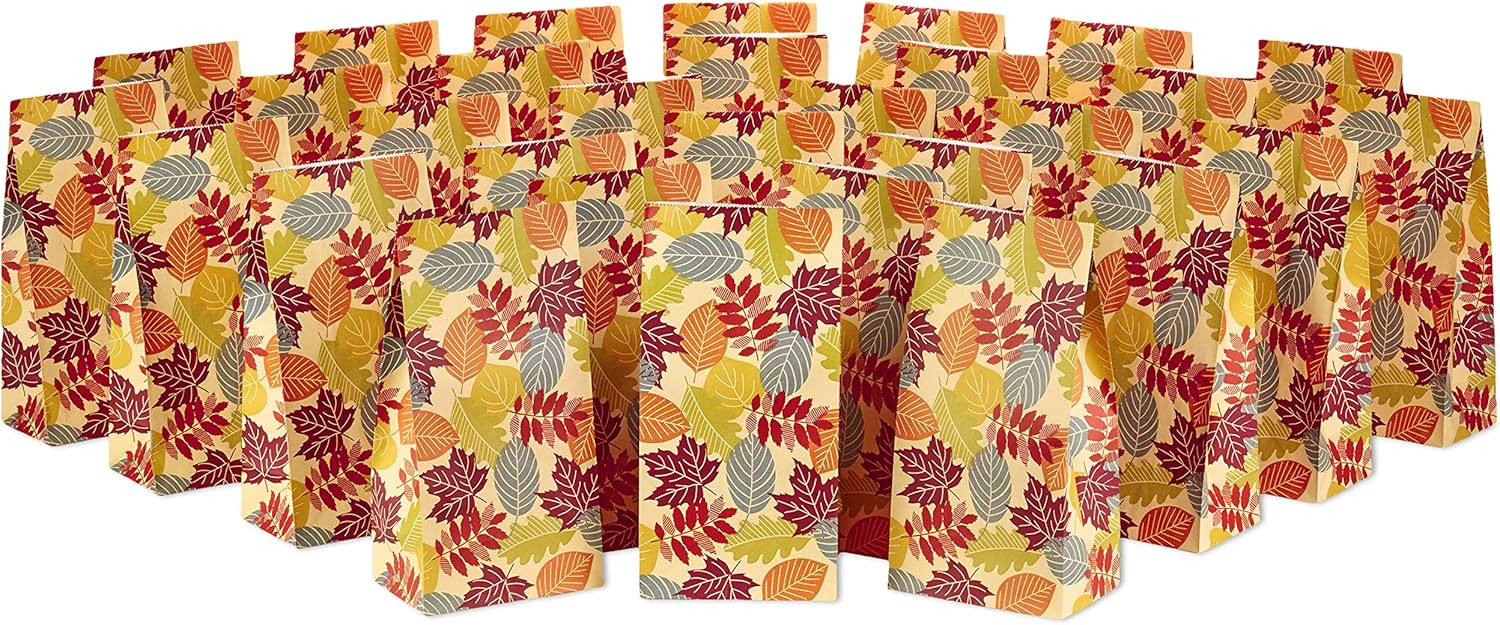 Hallmark Fall Leaves Party Favor and Wrapped Treat Bags 30 Ct