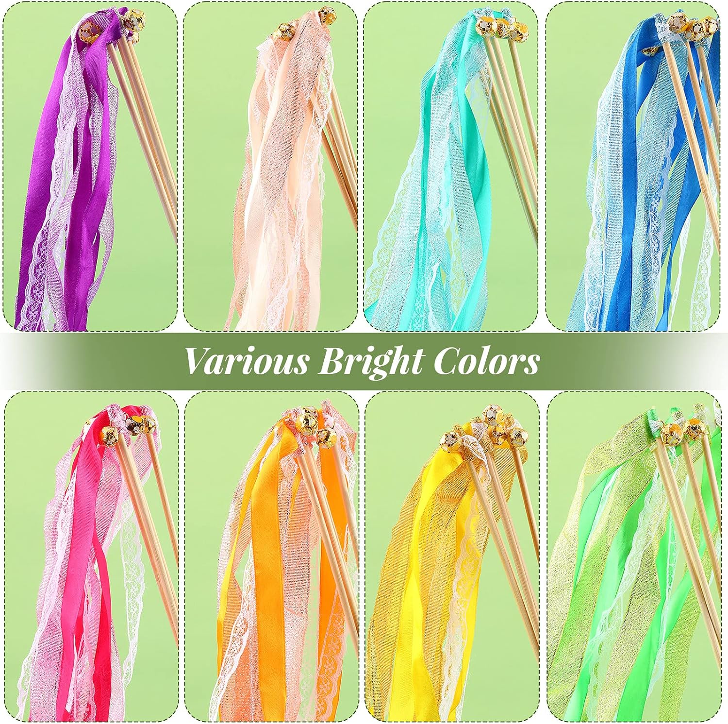 40 Pieces Chromatic Silk Wedding Streamers with Bells