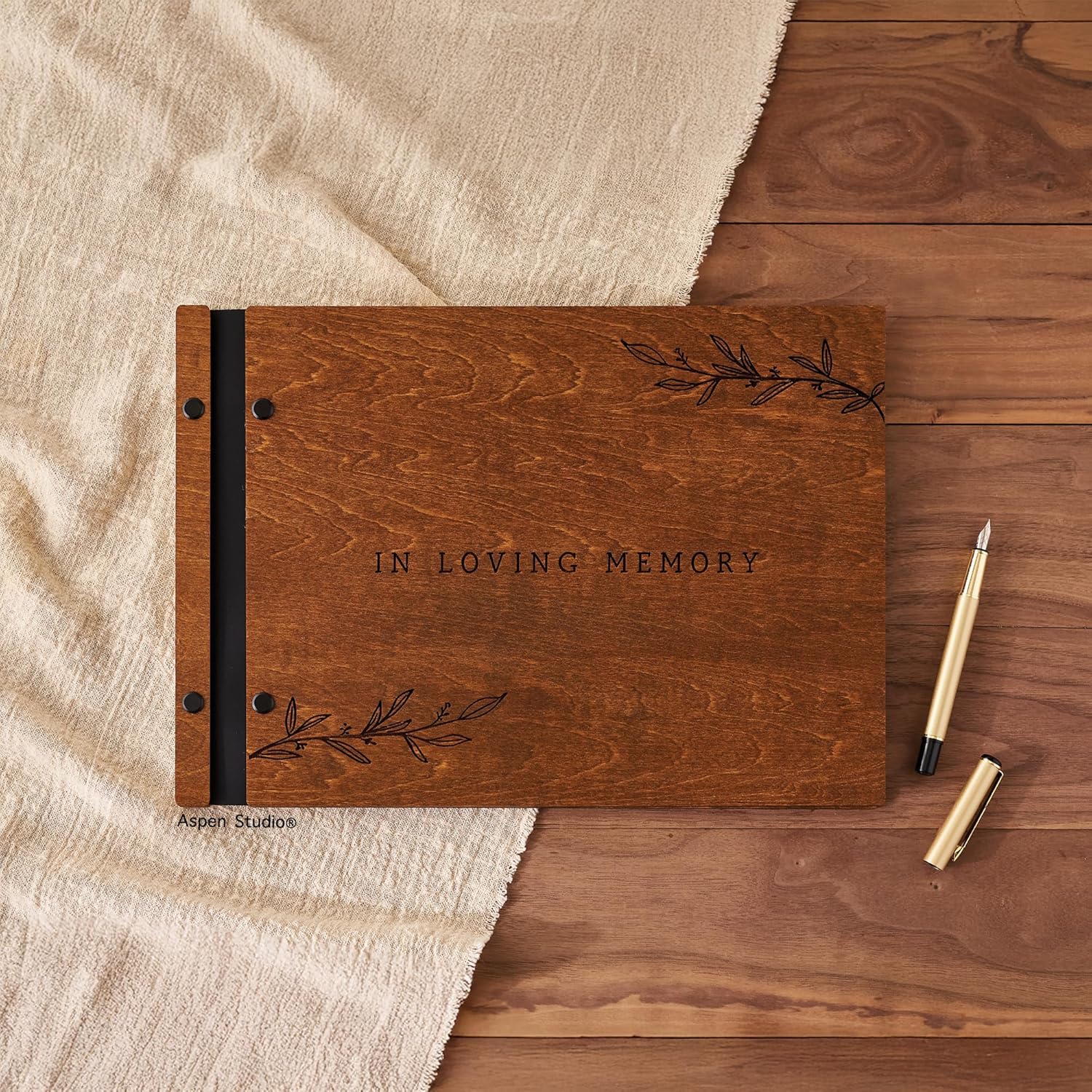Aspen Studio Funeral Guest Book with Wood Cover