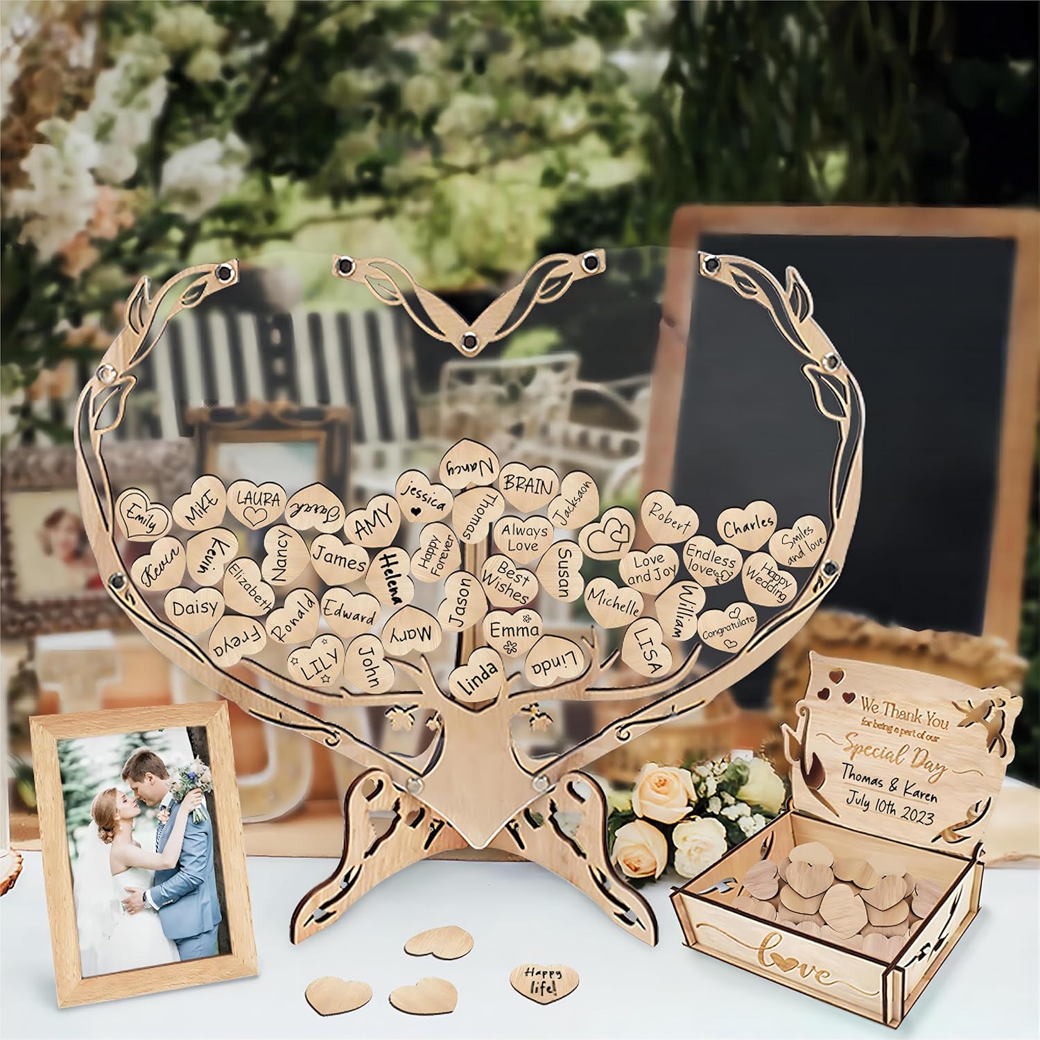 Heart-Shaped Wedding Guest Book with Tree of Life Frame
