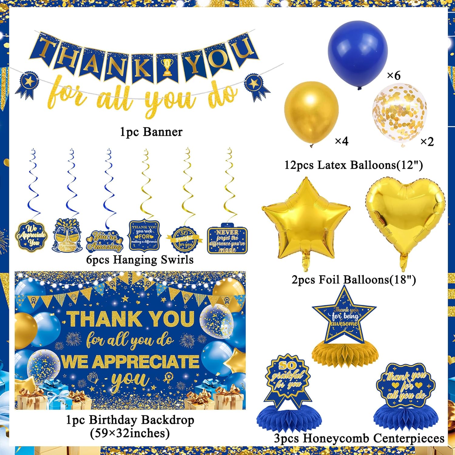 Vlipoeasn We Appreciate You Decorations Set